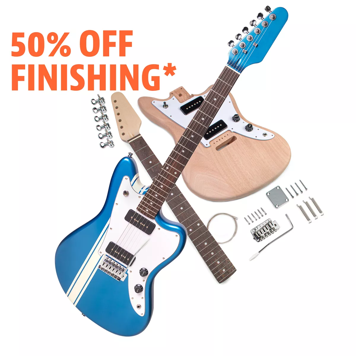 Kit de guitarra eléctrica tipo offset con trémolo Kit de guitarra eléctrica tipo offset con trémolo