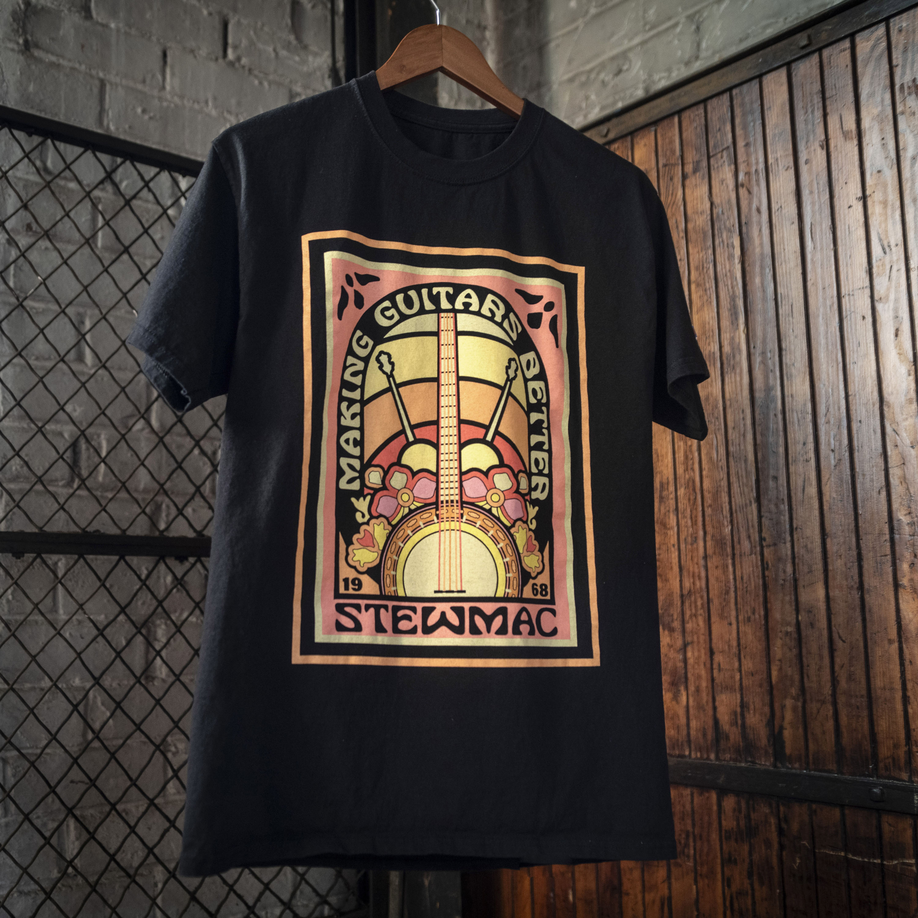 Camiseta retro estilo banjo StewMac '68
