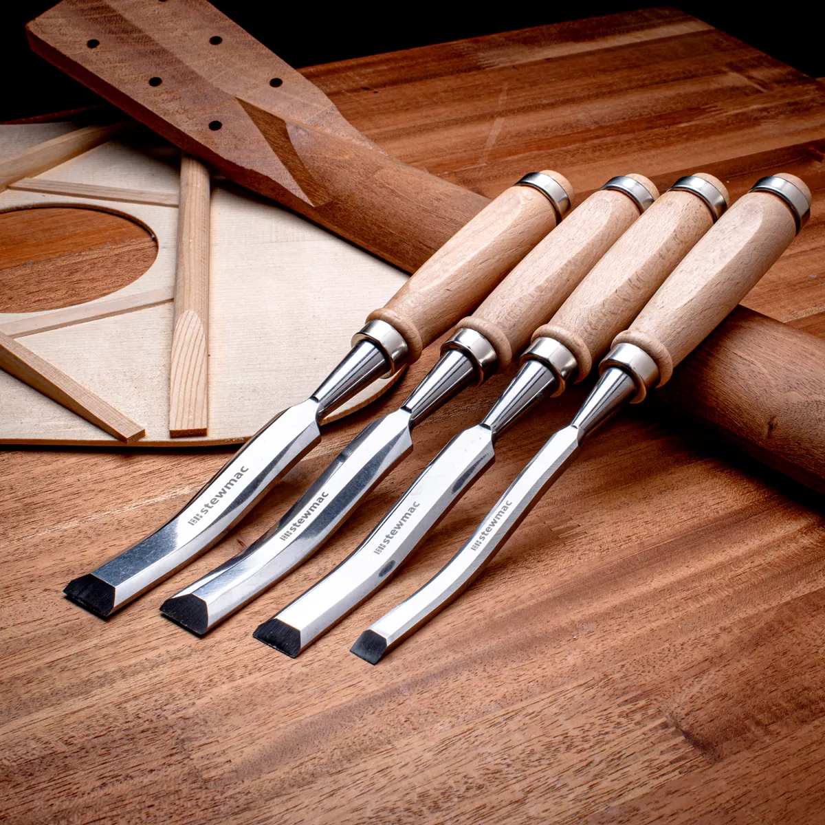 Formones curvos para varetas de guitarra StewMac Formones curvos para varetas de guitarra StewMac