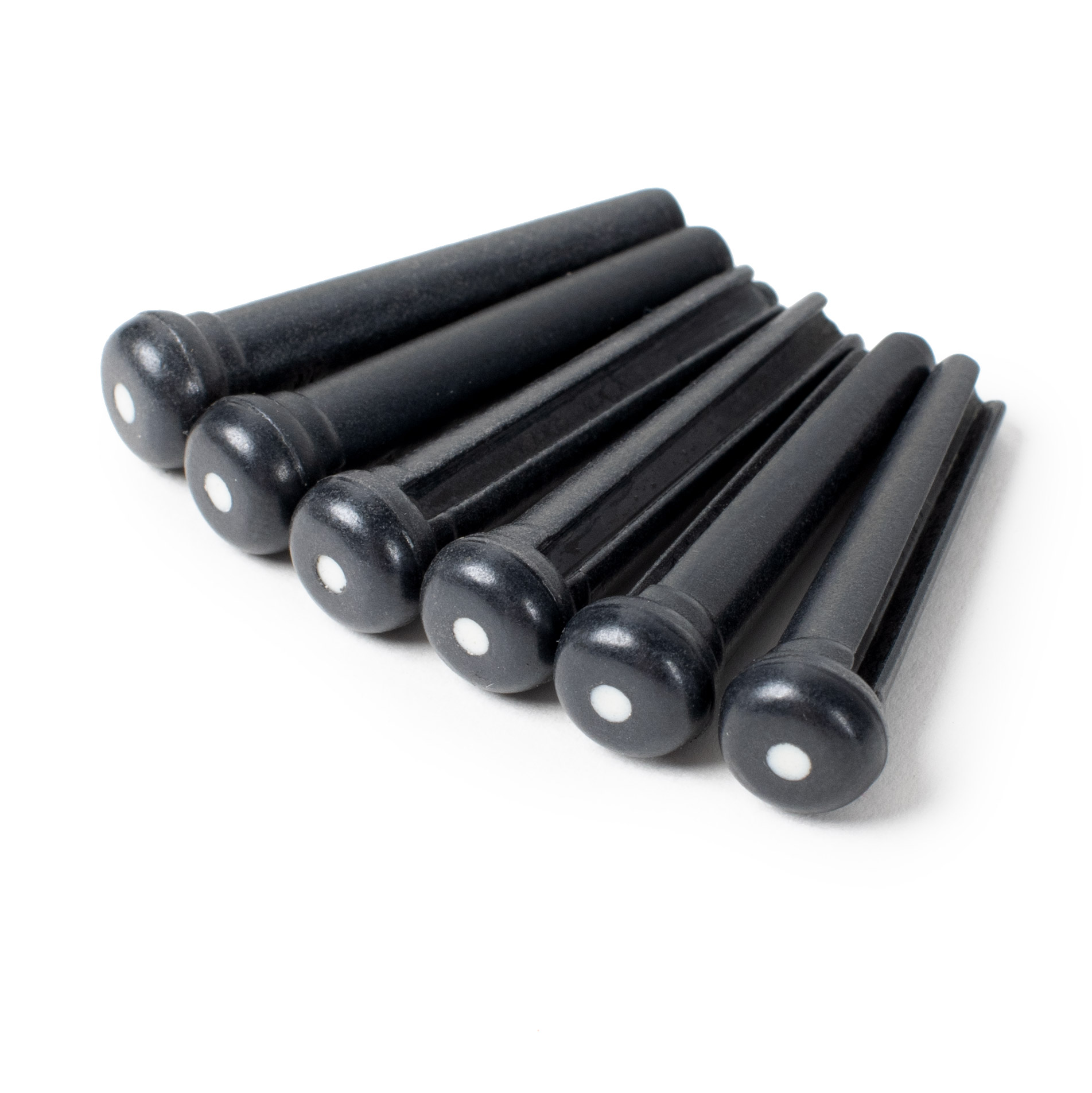 Pasadores de puente tradicionales Graph Tech TUSQ, negros con puntos, ranurada, juego de 6