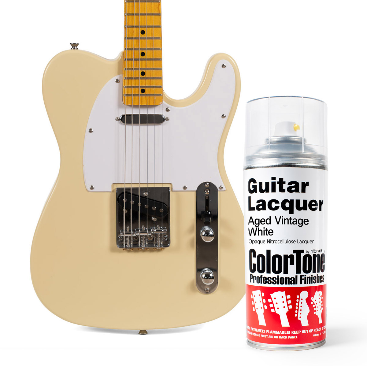 Laca en aerosol ColorTone para guitarra, Vintage White envejecido