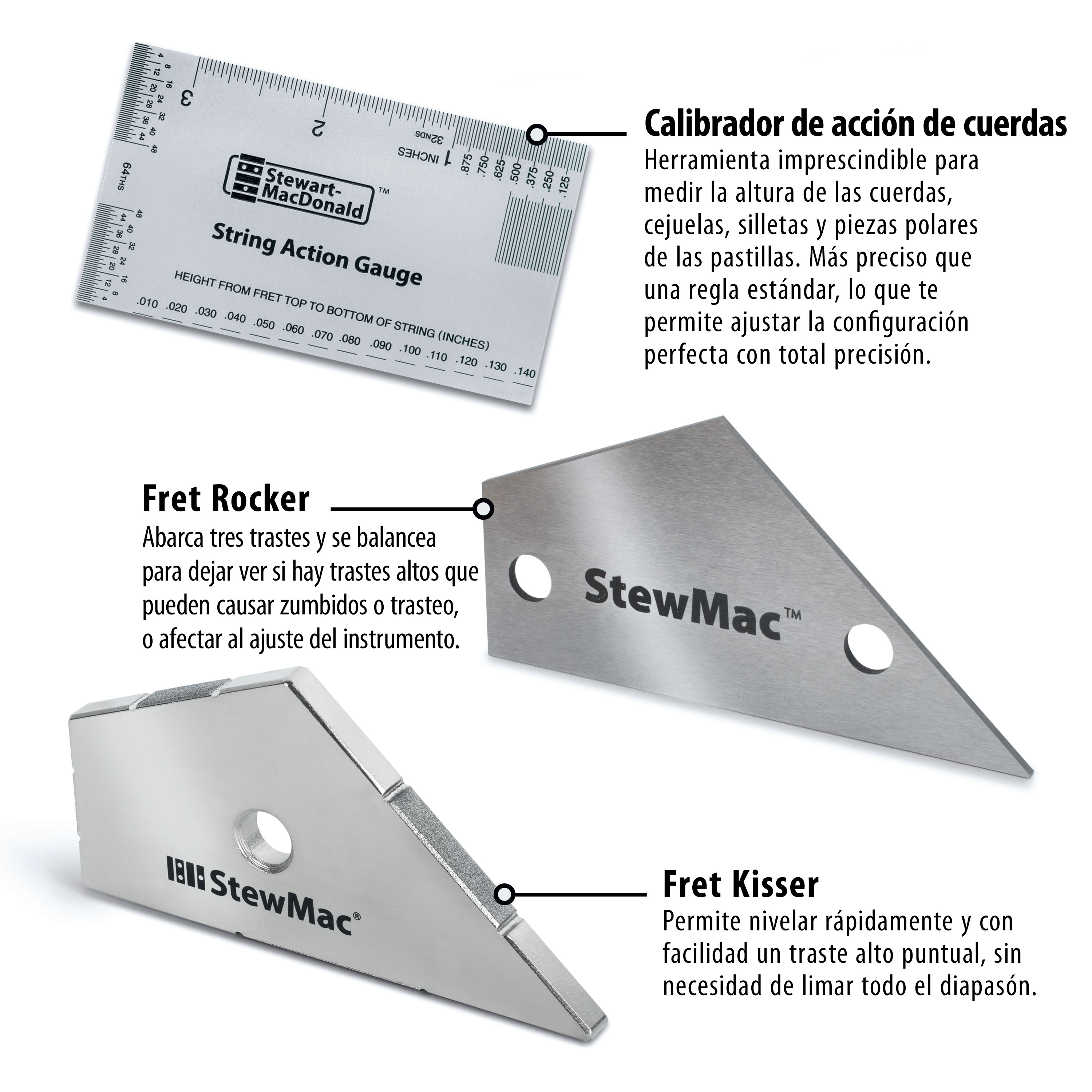 Trío de herramientas de precisión para trastes