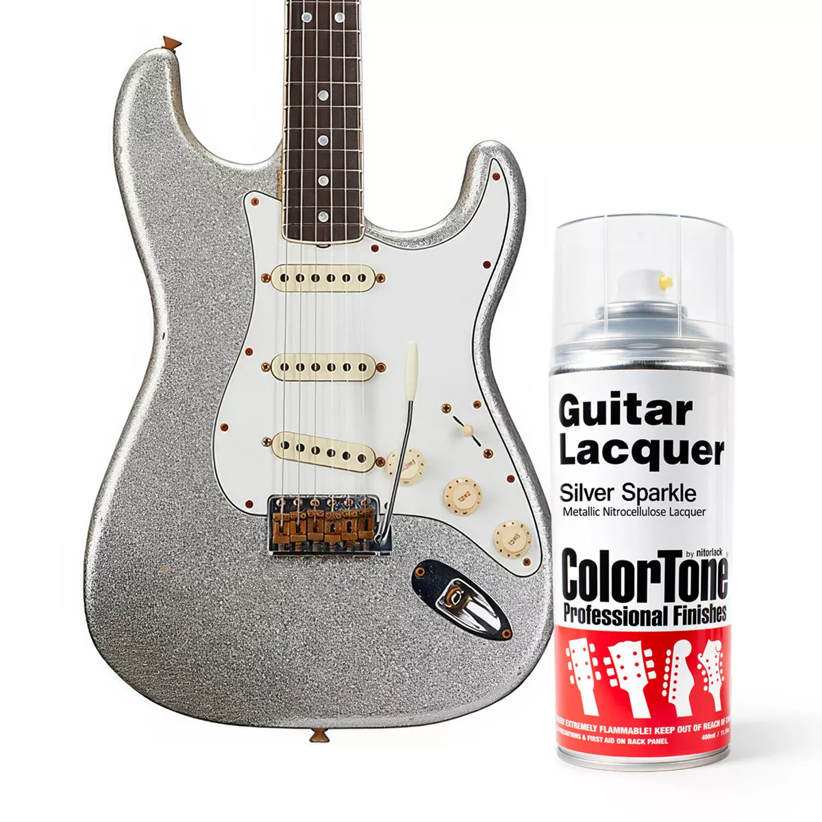 Laca en aerosol ColorTone para guitarra, Silver Sparkle Laca en aerosol ColorTone para guitarra, Silver Sparkle