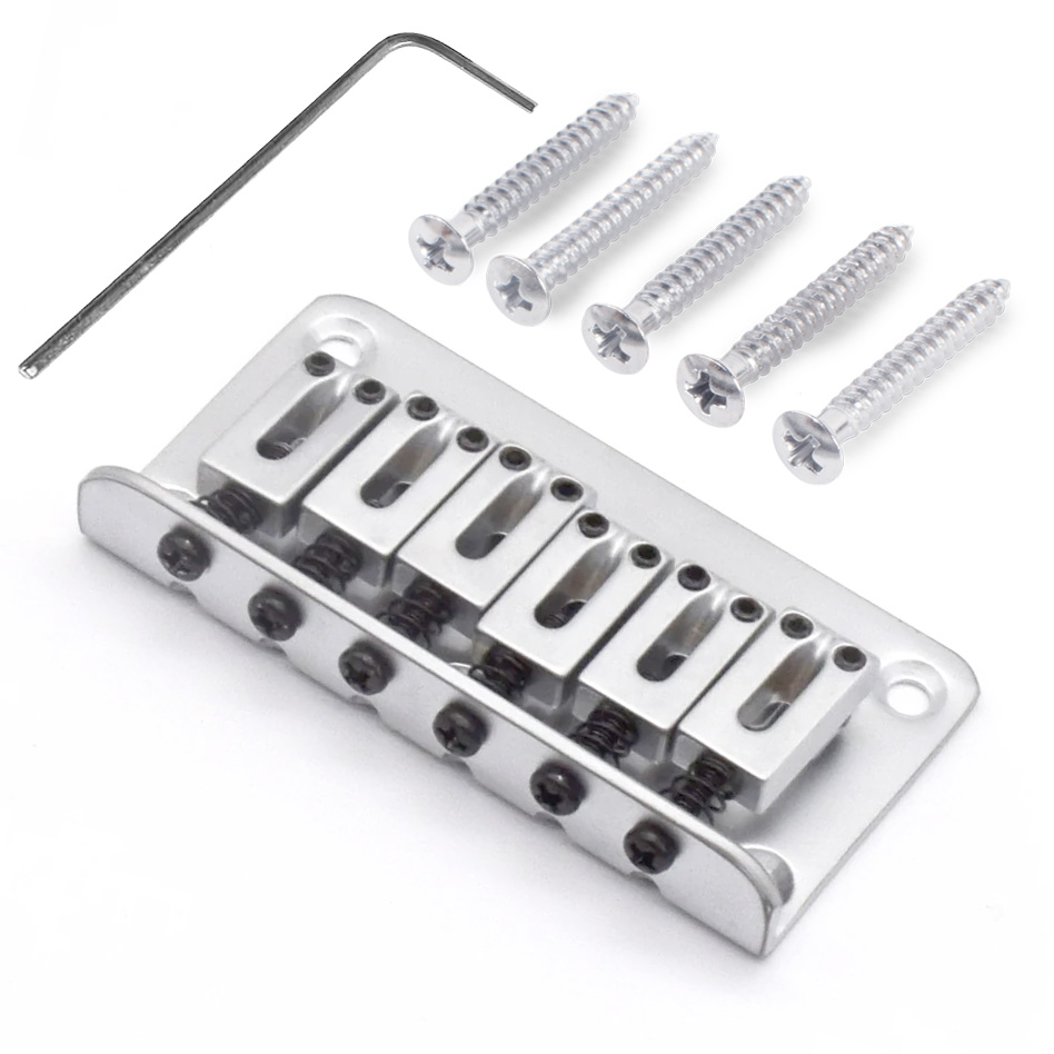 StewMac Dual-Load Hardtail Bridge, Satin Chrome
