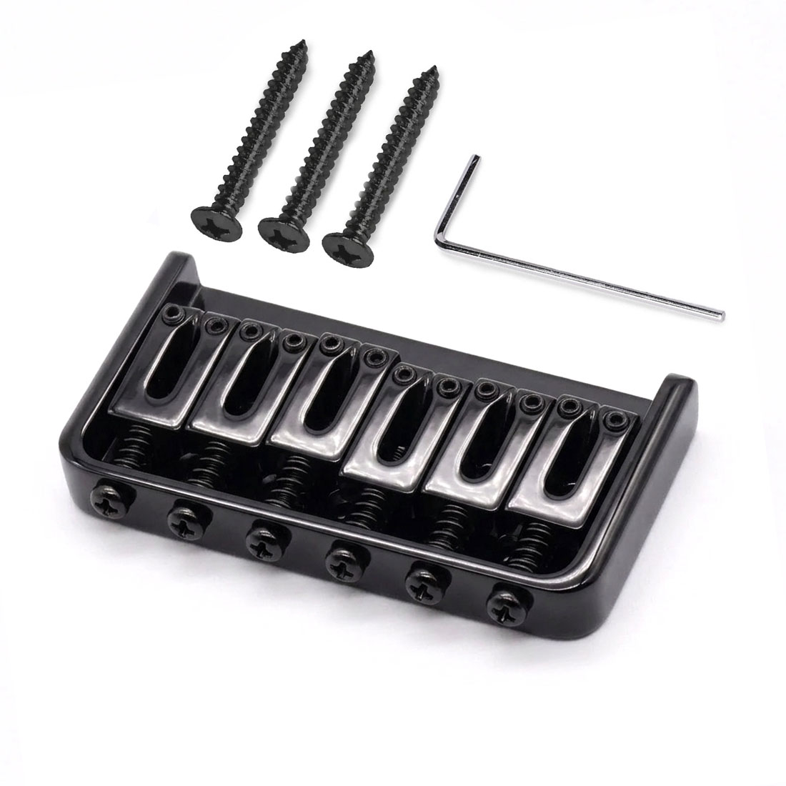 Puente Hardtail StewMac 6-String, cuerpo pasante, negro