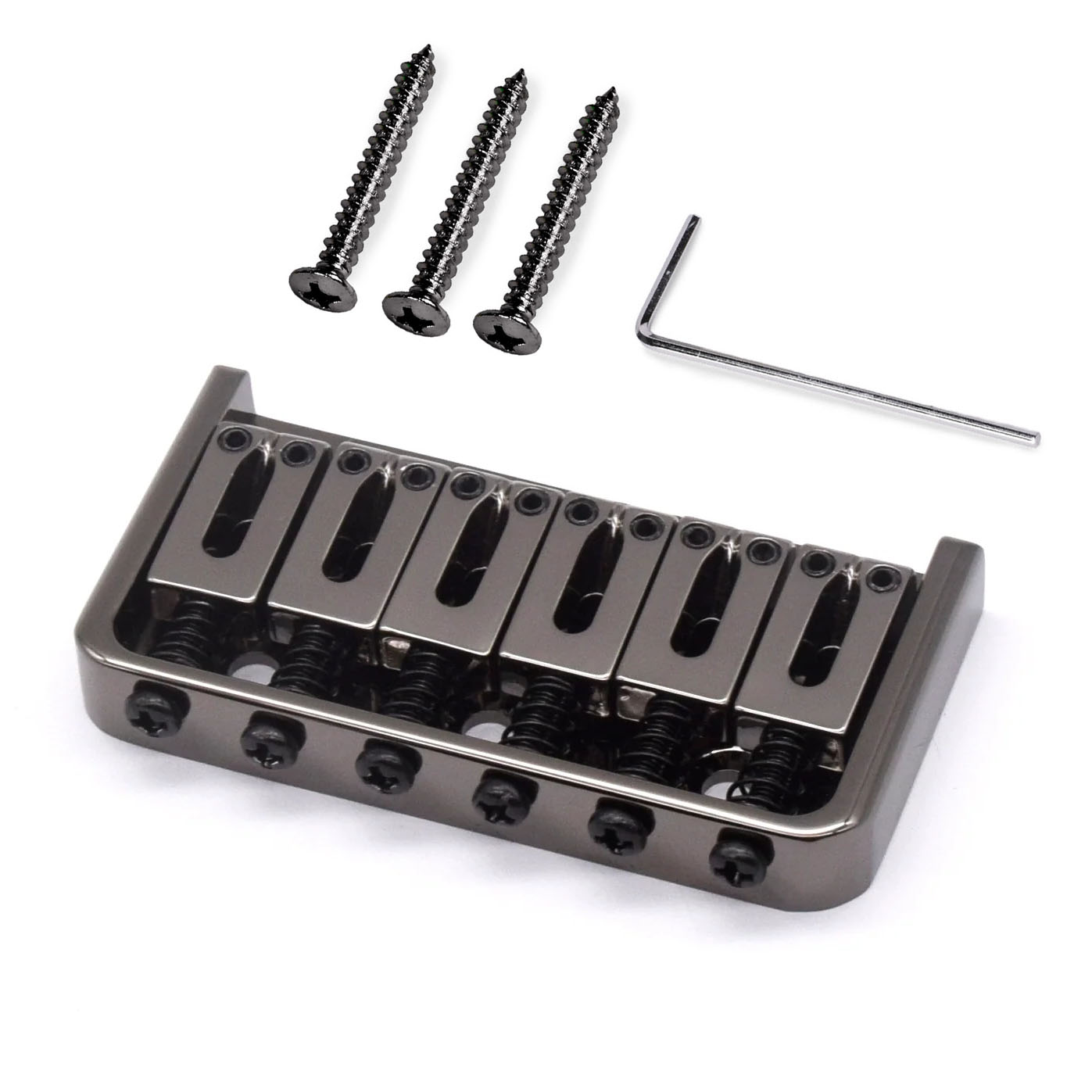 Puente Hardtail StewMac 6-String, cuerpo pasante, níquel negro