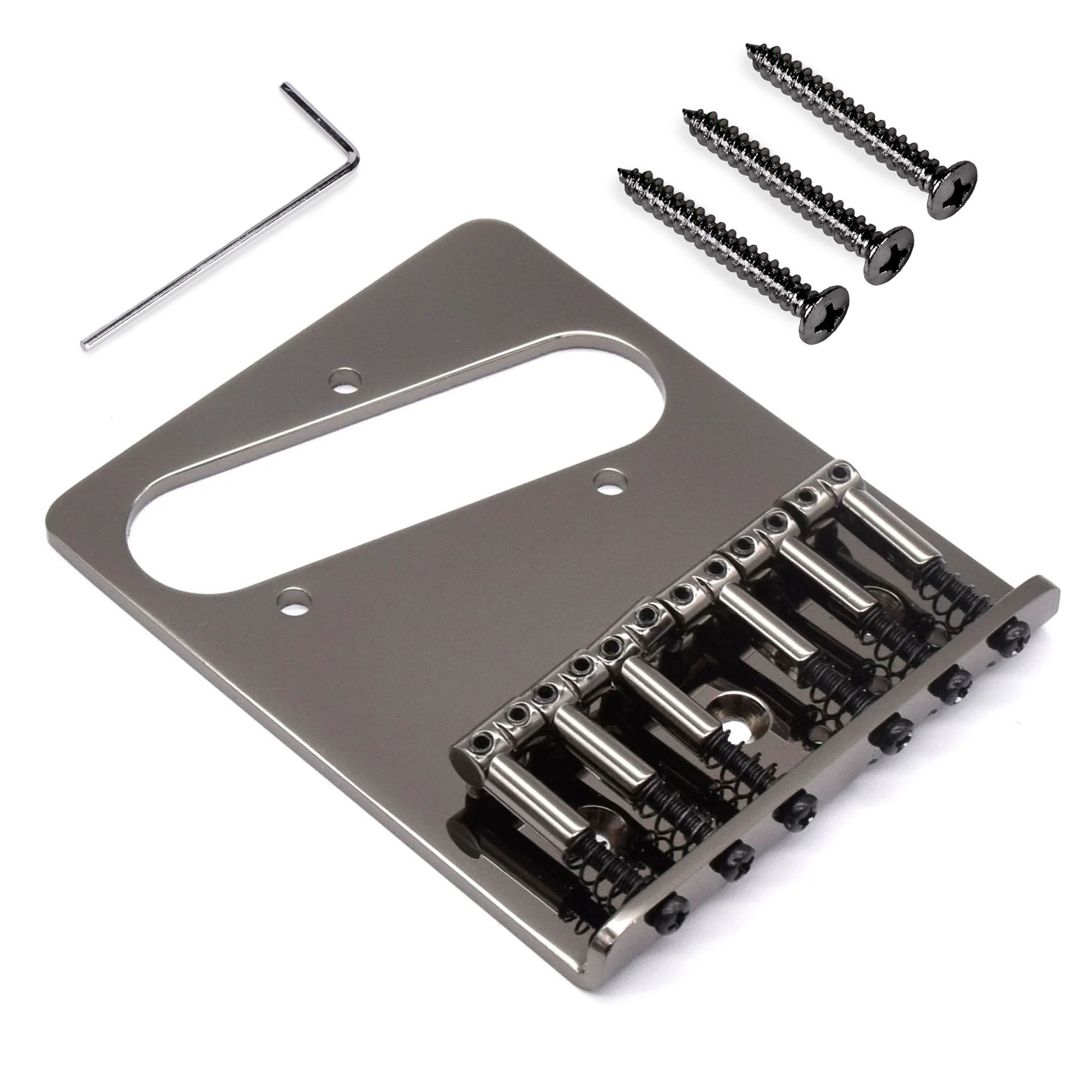 StewMac Puente 6-Saddle para Tele, Níquel Negro