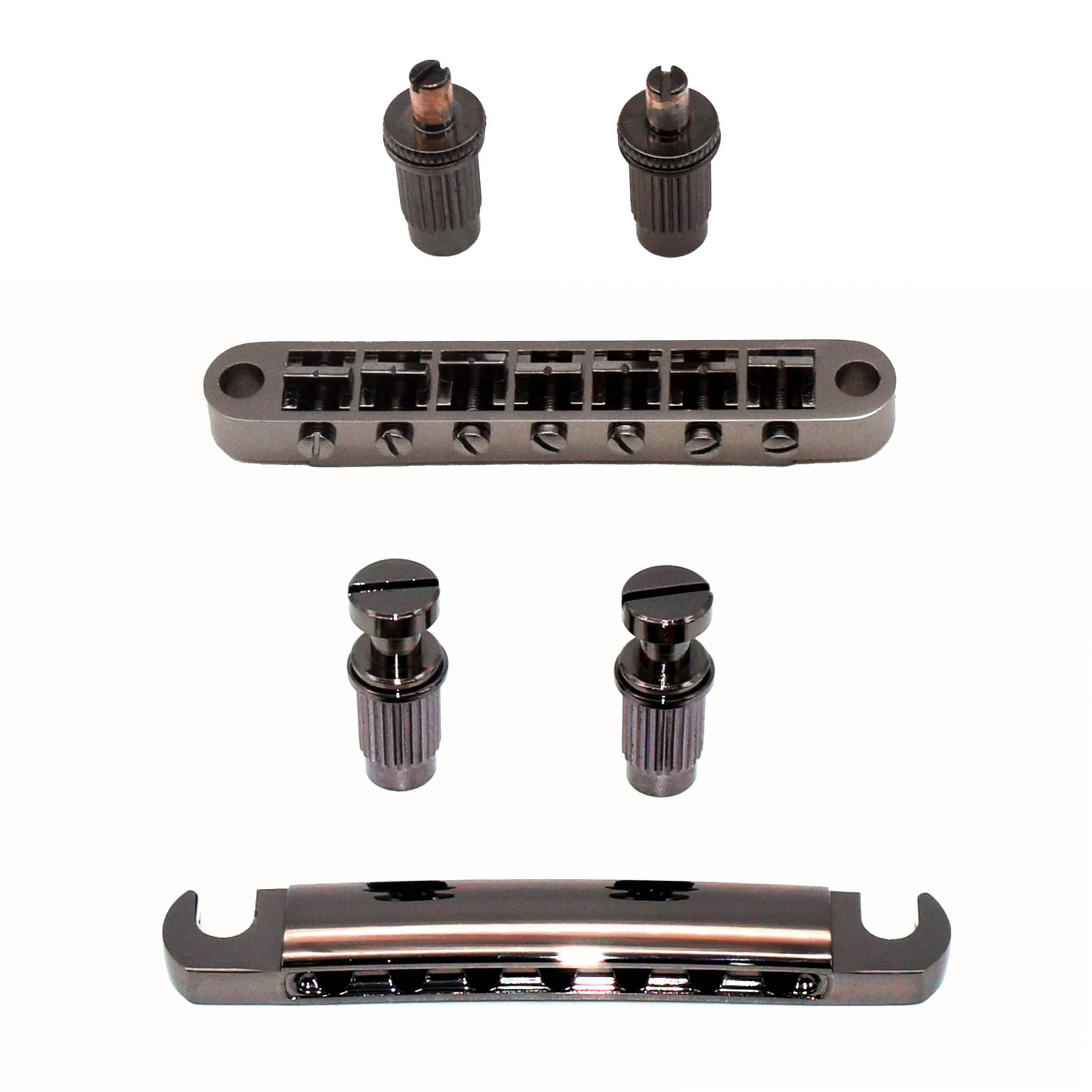 Puente y cordal StewMac Tune-o-matic de 7-String, níquel negro