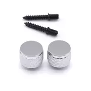 Botones de correa estriada StewMac, cromado, juego de 2