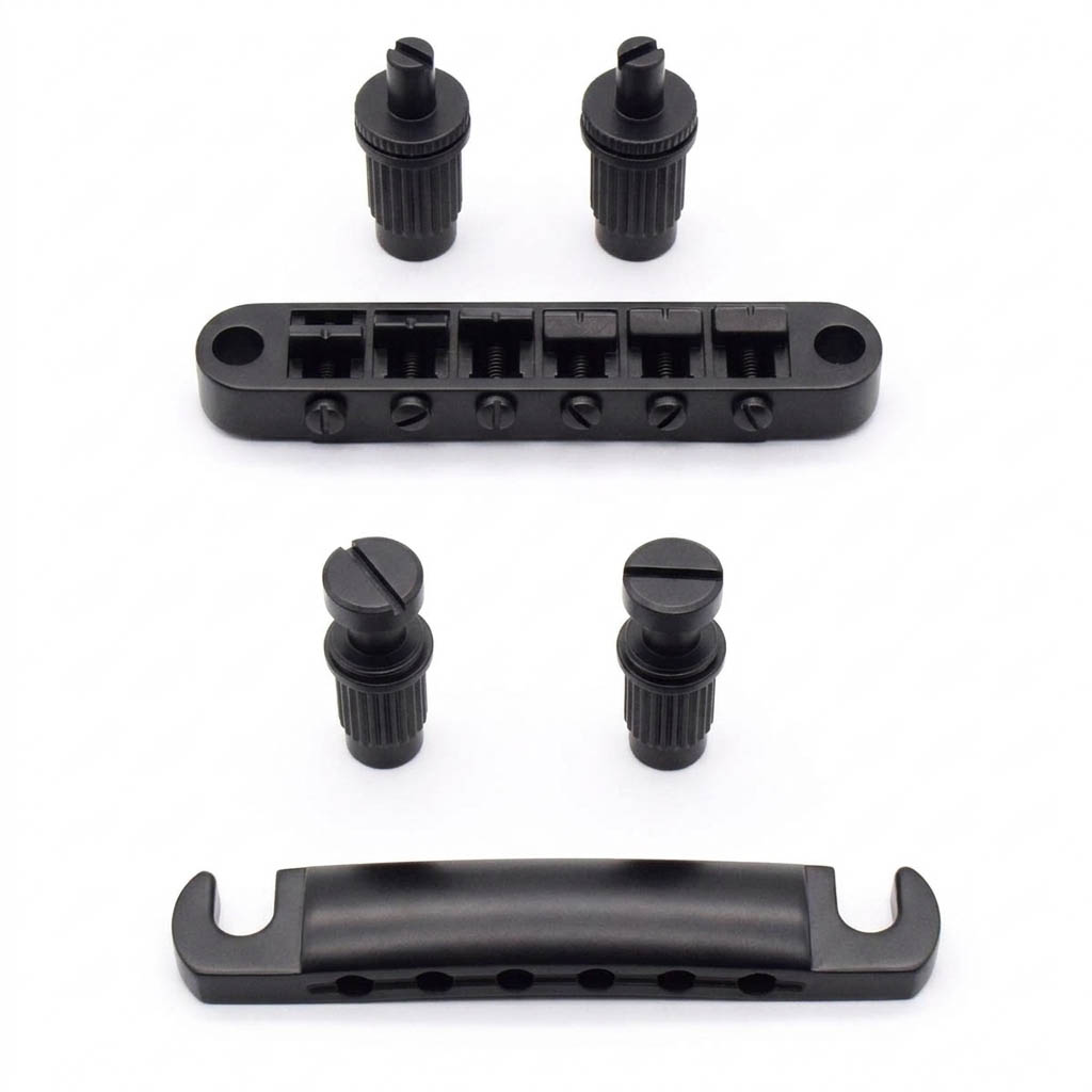 Puente y cordal StewMac Tune-o-matic, negro satinado