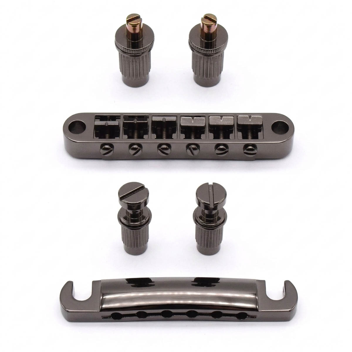 Puente y cordal StewMac Tune-o-matic, níquel negro