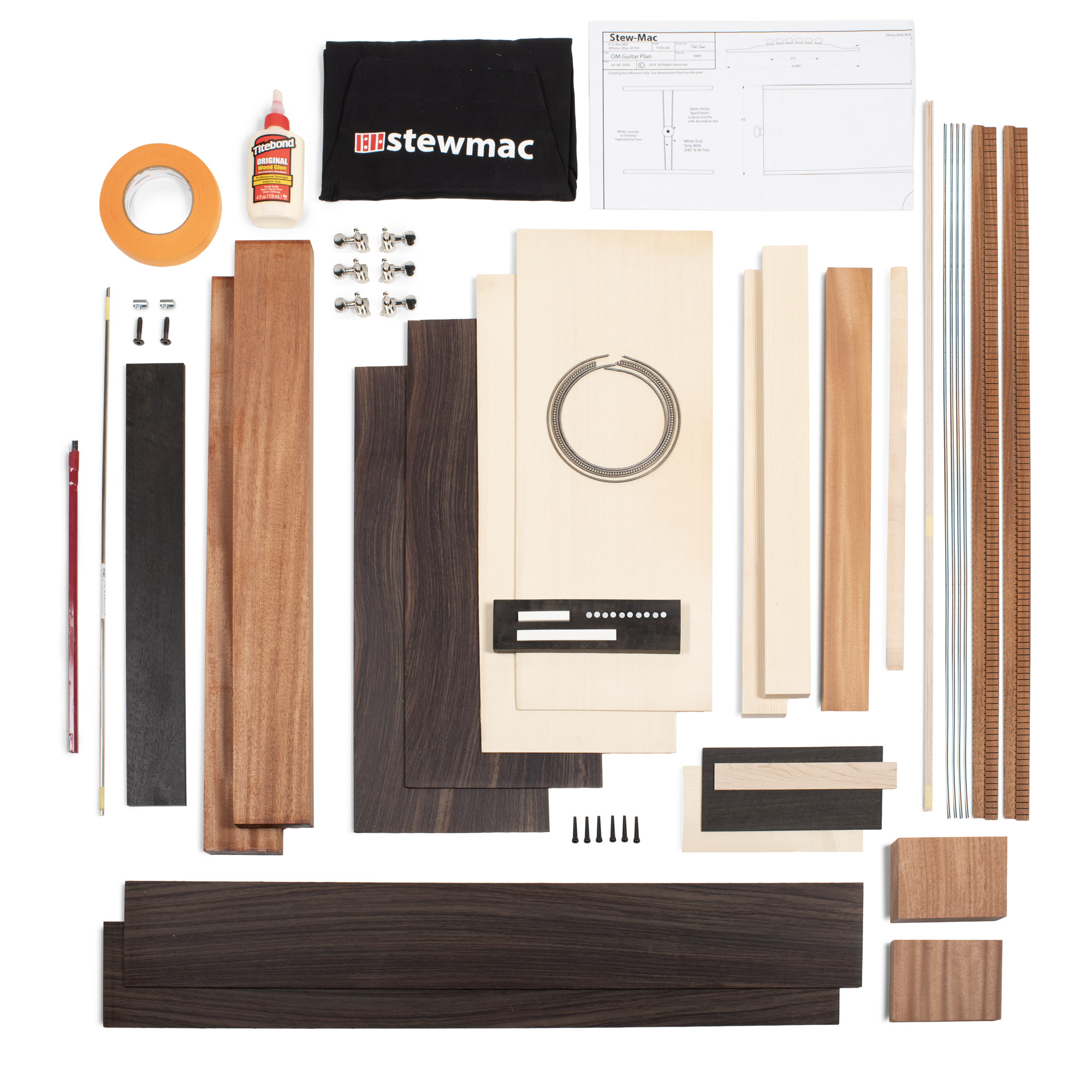 El kit de guitarra acústica StewMac con cuerda de acero no reparado
