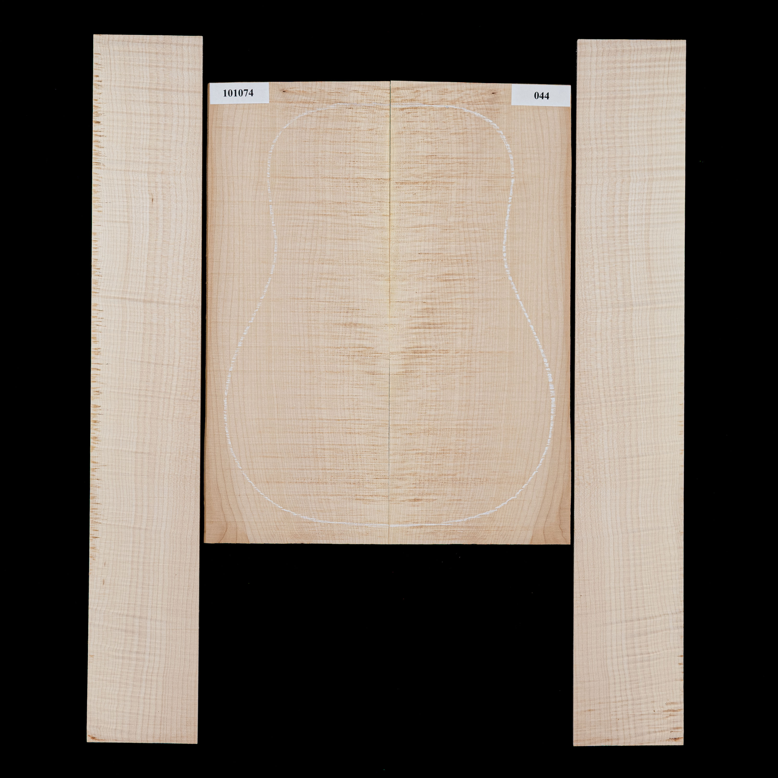 Set de fondo y aros de arce Big Leaf flameado - 044 Set de fondo y aros de arce Big Leaf flameado - 044