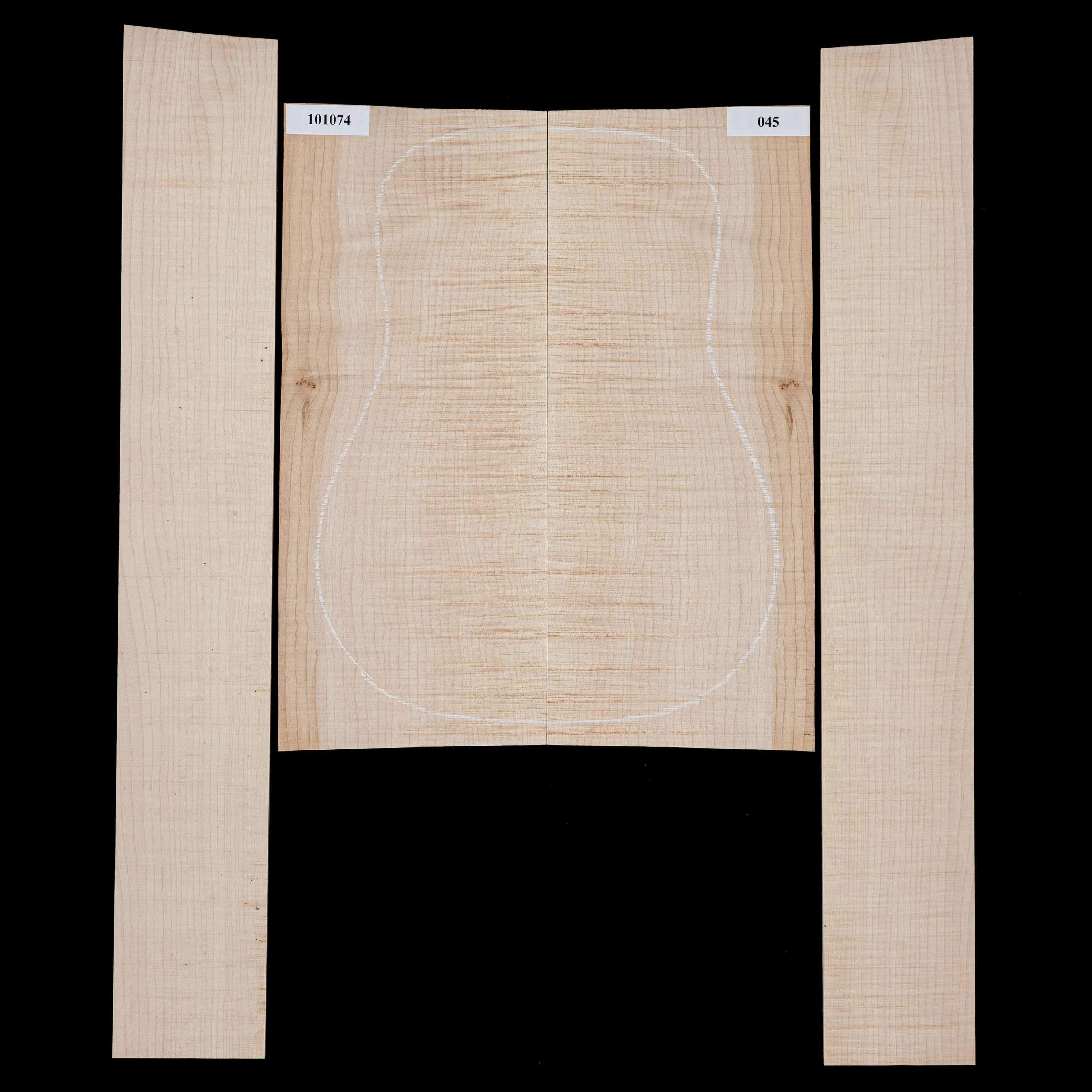 Set de fondo y aros de arce Big Leaf flameado - 045 Set de fondo y aros de arce Big Leaf flameado - 045