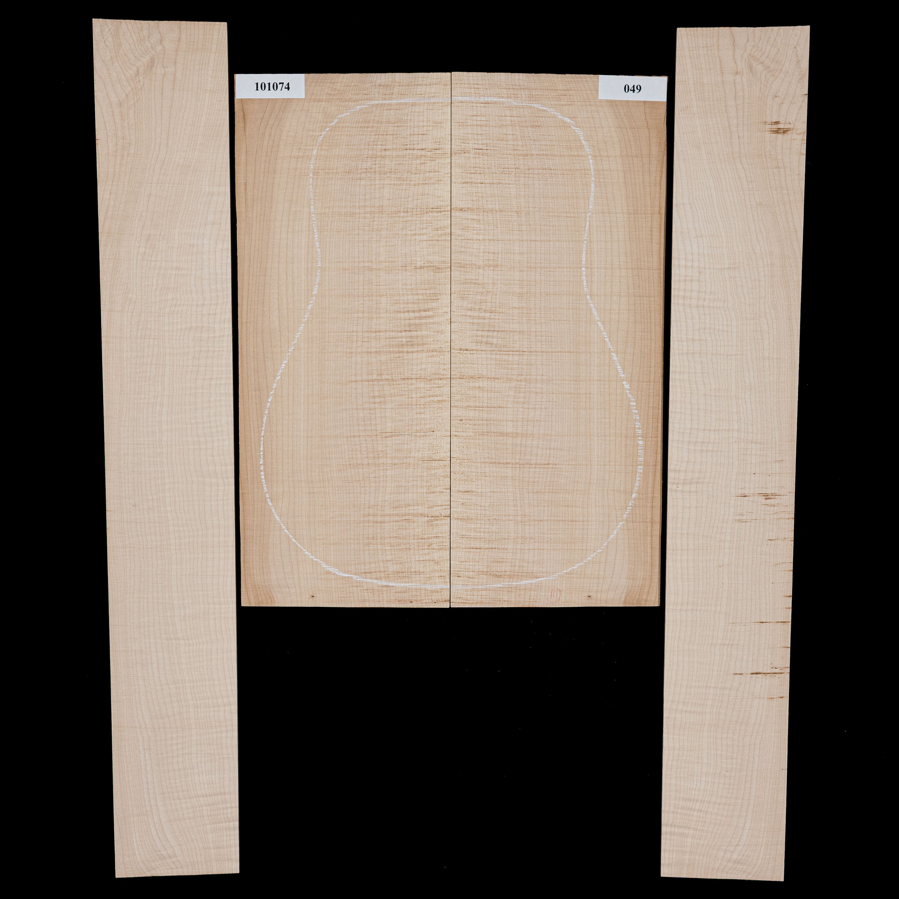 Set de fondo y aros de arce Big Leaf flameado - 049 Set de fondo y aros de arce Big Leaf flameado - 049