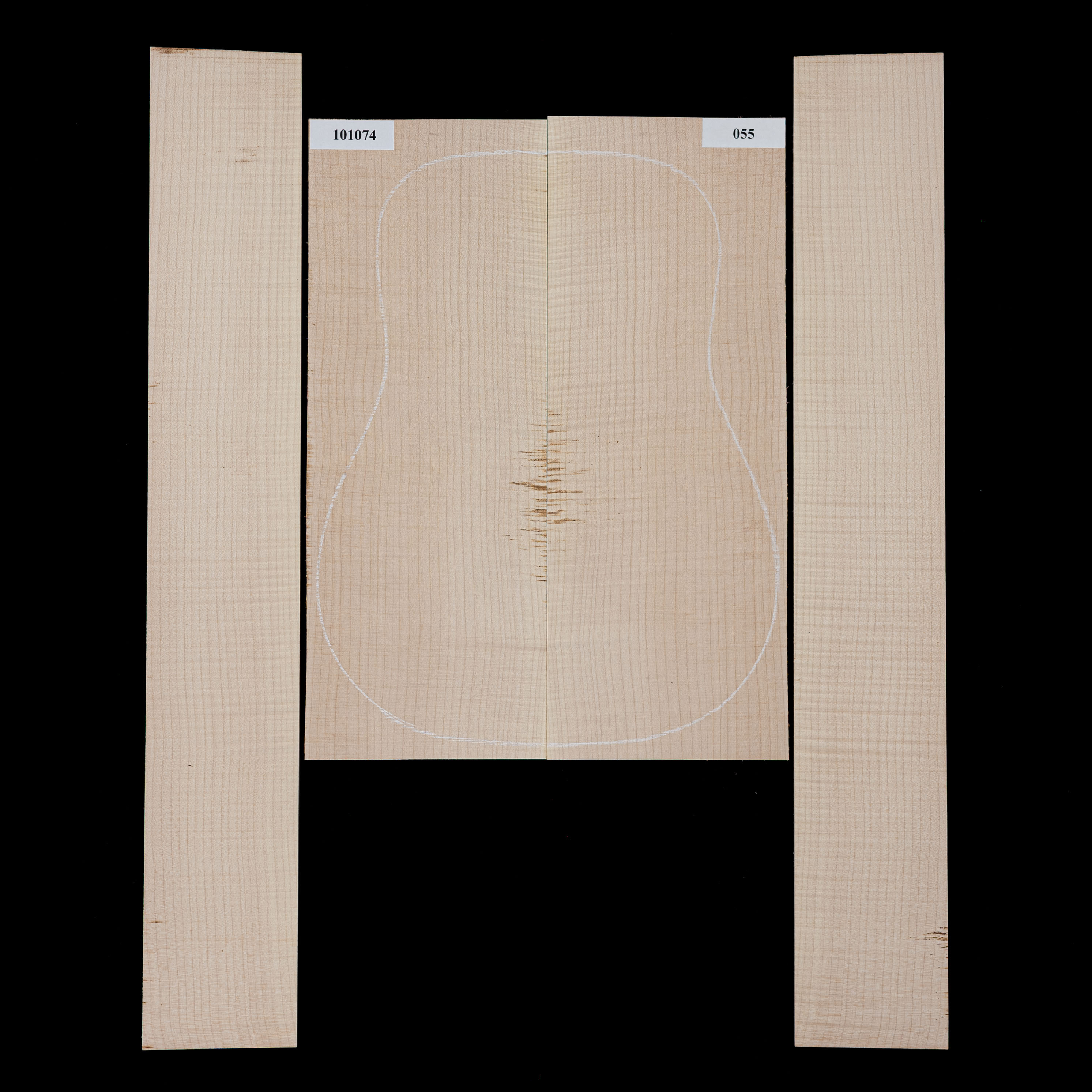 Set de fondo y aros de arce Big Leaf flameado - 055 Set de fondo y aros de arce Big Leaf flameado - 055