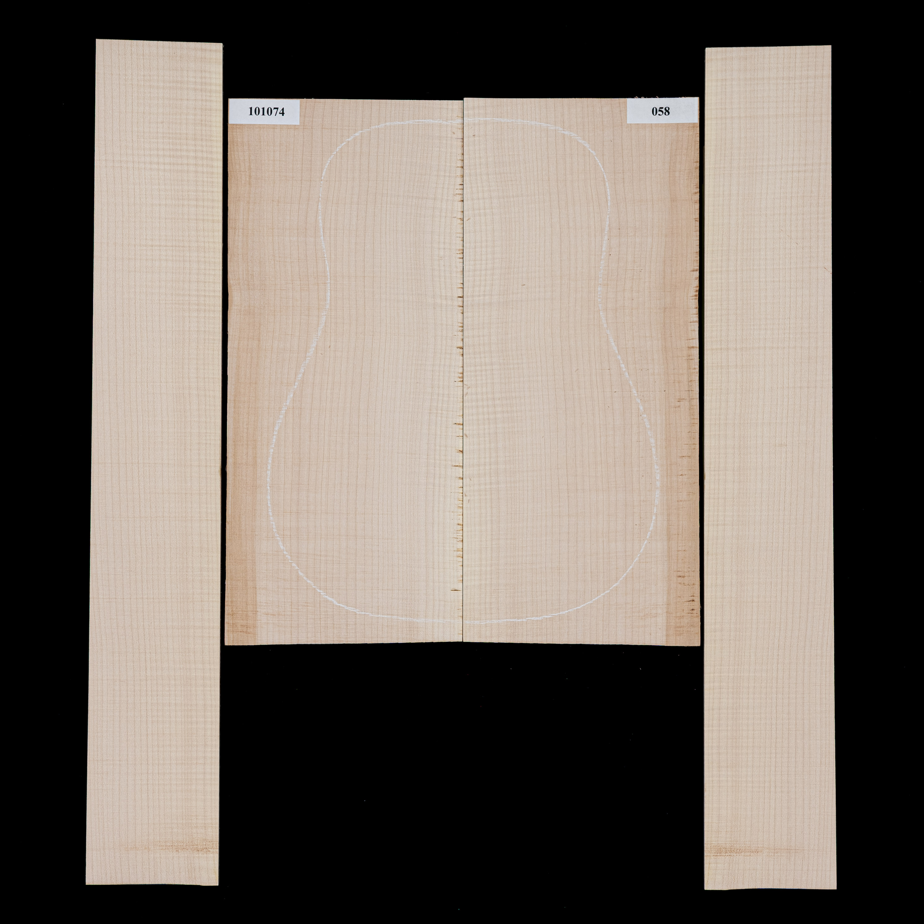 Set de fondo y aros de arce Big Leaf flameado - 058 Set de fondo y aros de arce Big Leaf flameado - 058