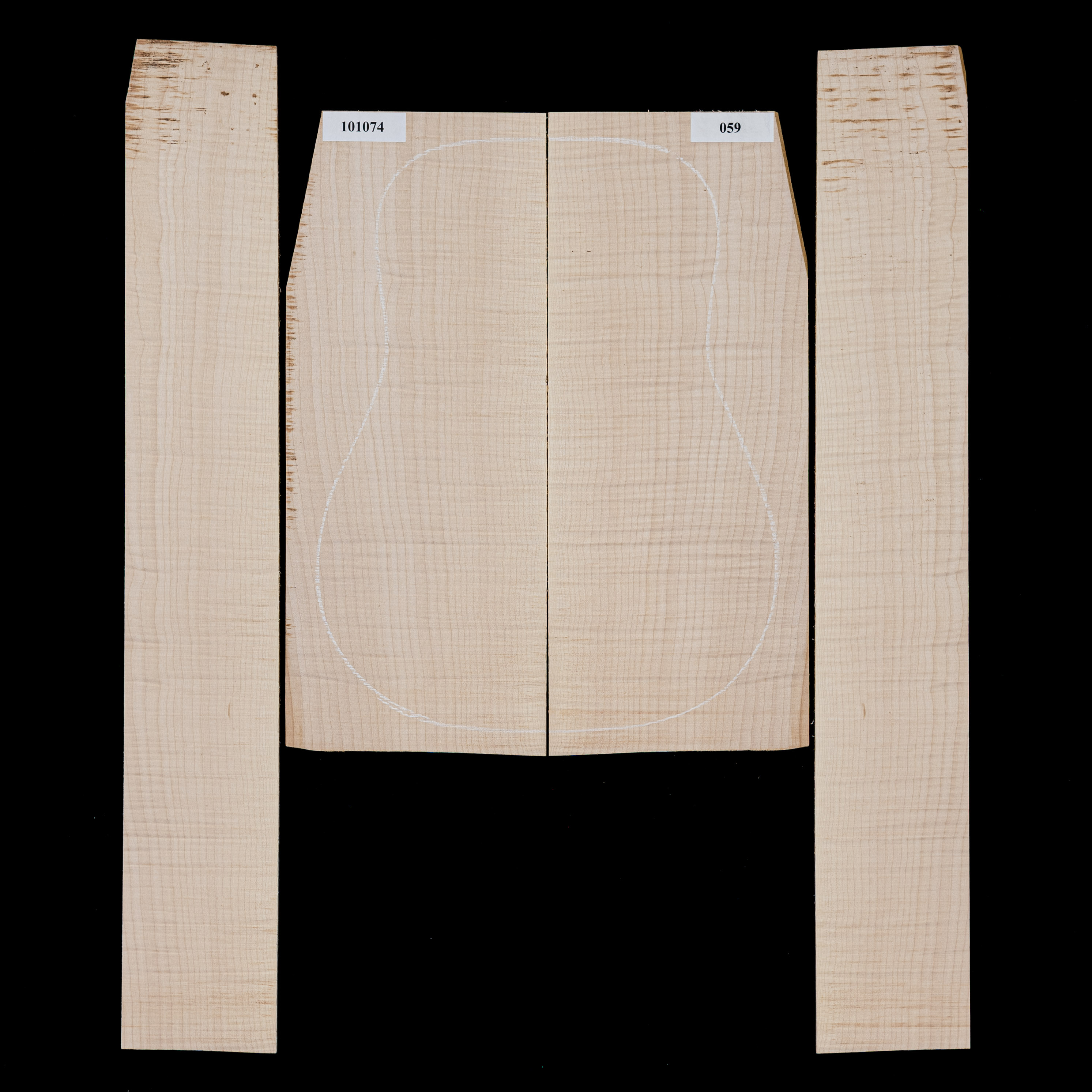 Set de fondo y aros de arce Big Leaf flameado - 059 Set de fondo y aros de arce Big Leaf flameado - 059