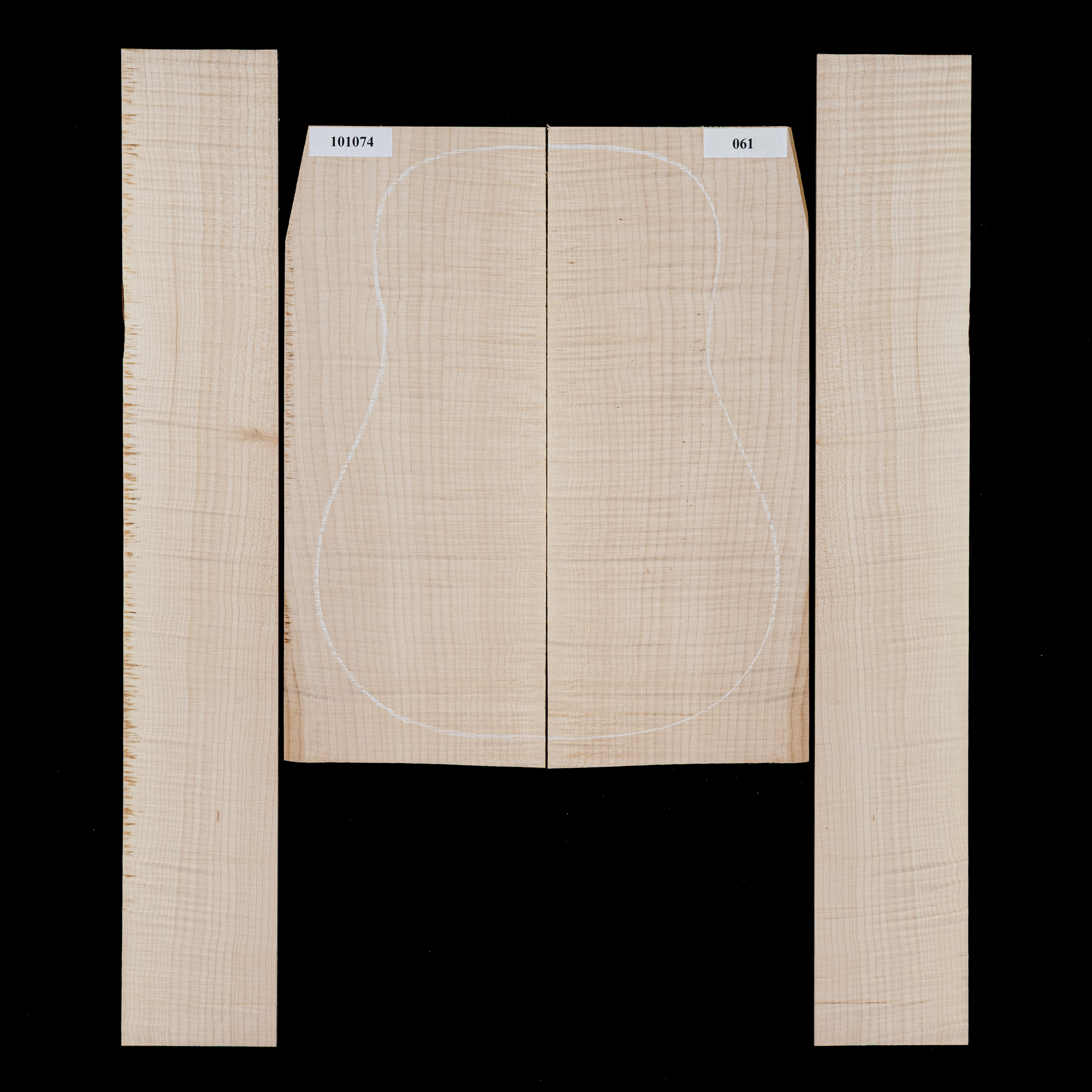 Set de fondo y aros de arce Big Leaf flameado - 061 Set de fondo y aros de arce Big Leaf flameado - 061