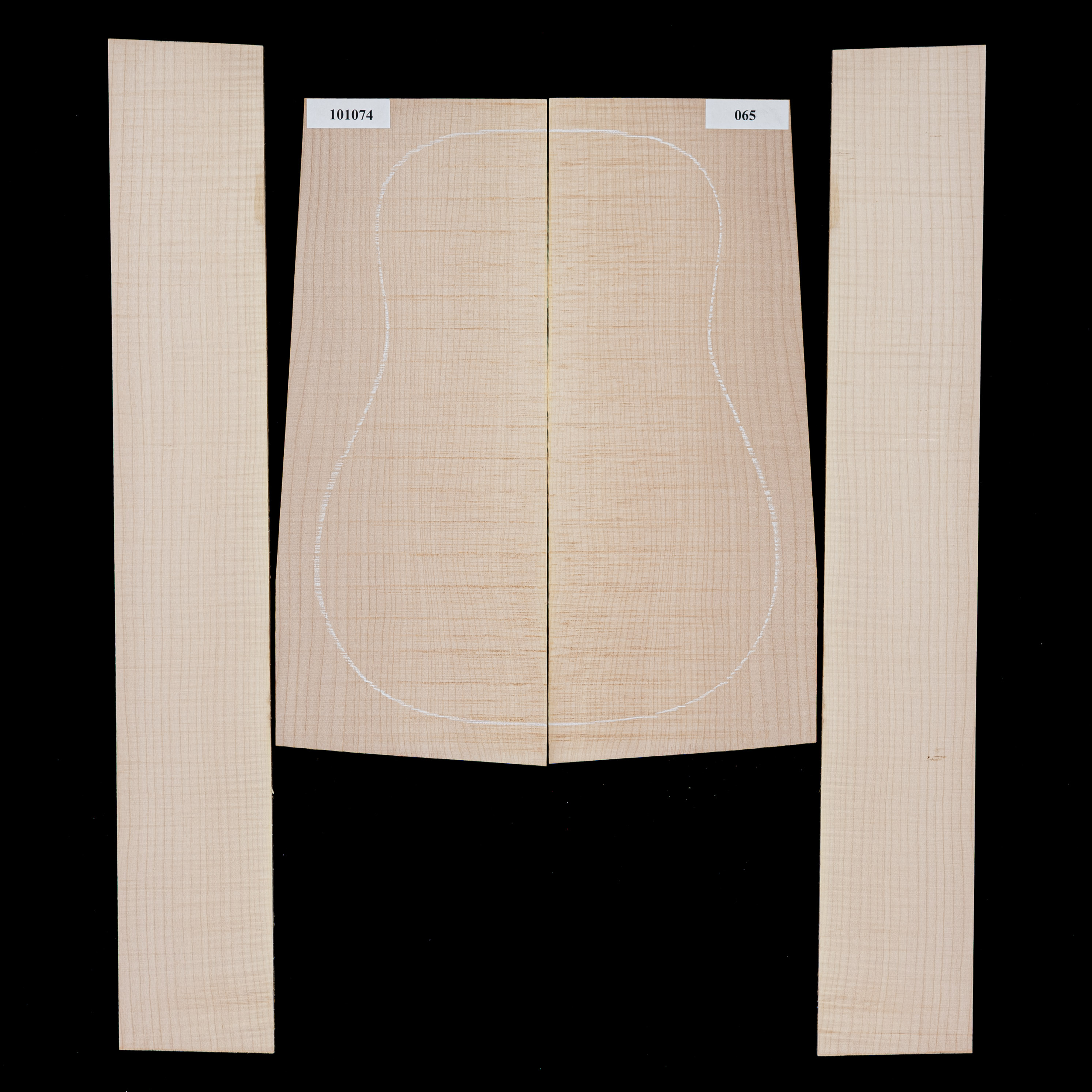 Set de fondo y aros de arce Big Leaf flameado - 065 Set de fondo y aros de arce Big Leaf flameado - 065