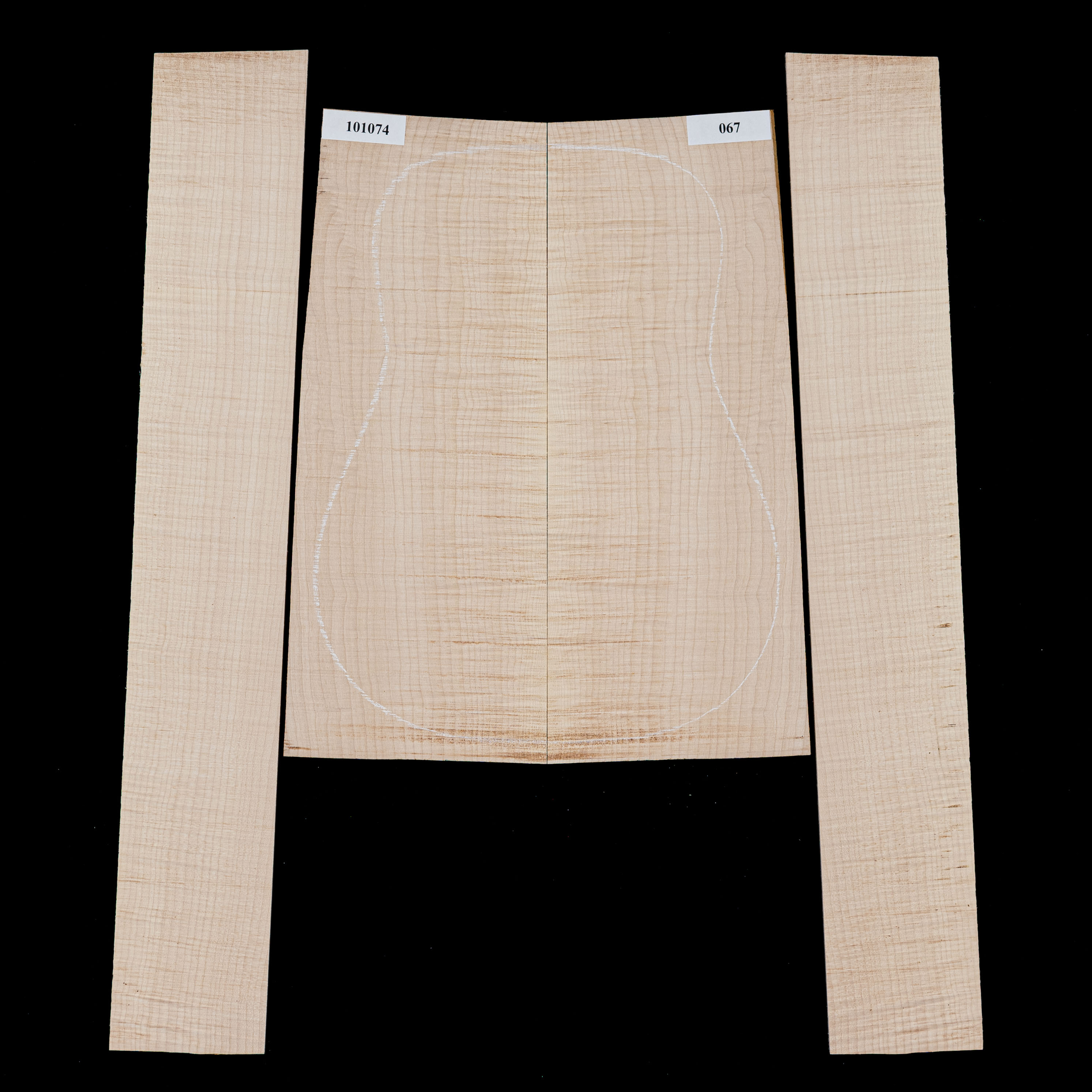 Set de fondo y aros de arce Big Leaf flameado - 067 Set de fondo y aros de arce Big Leaf flameado - 067