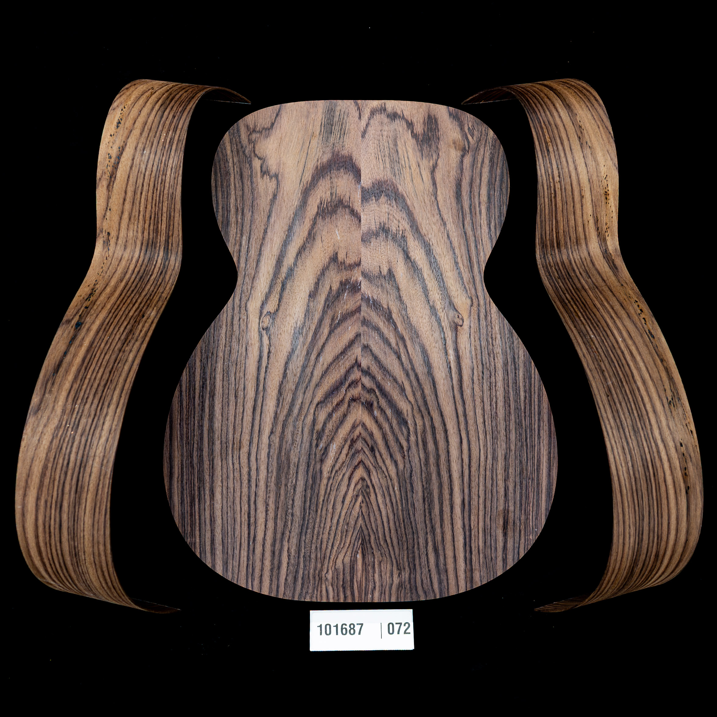 Conjunto de fondo ensamblado y aros doblados de palisandro de la India oriental con veta Wild Grain para guitarra tipo OM - 072 Conjunto de fondo ensamblado y aros doblados de palisandro de la India oriental con veta Wild Grain para guitarra tipo OM - 072