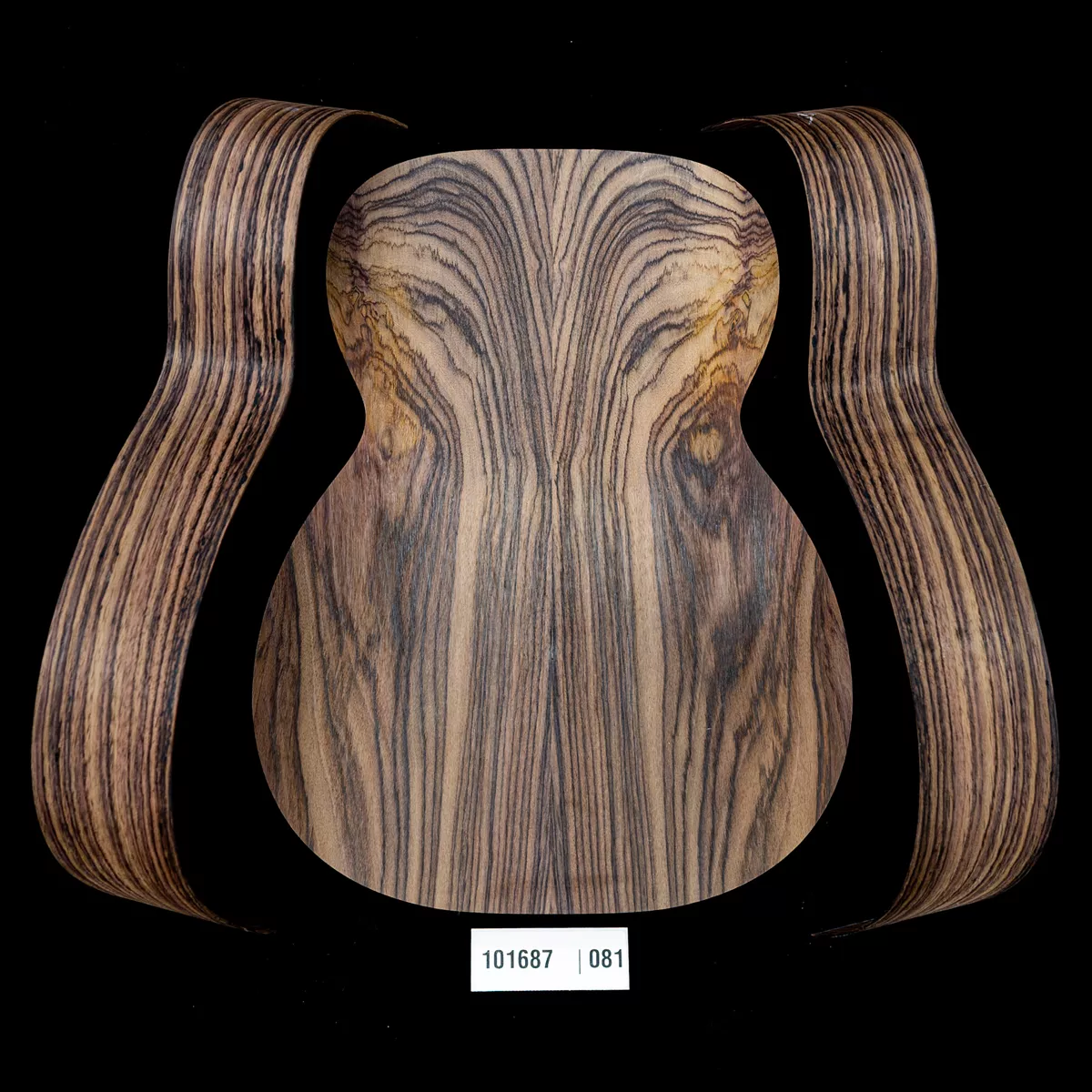 Conjunto de fondo ensamblado y aros doblados de palisandro de la India oriental con veta Wild Grain para guitarra tipo OM - 081 Conjunto de fondo ensamblado y aros doblados de palisandro de la India oriental con veta Wild Grain para guitarra tipo OM - 081