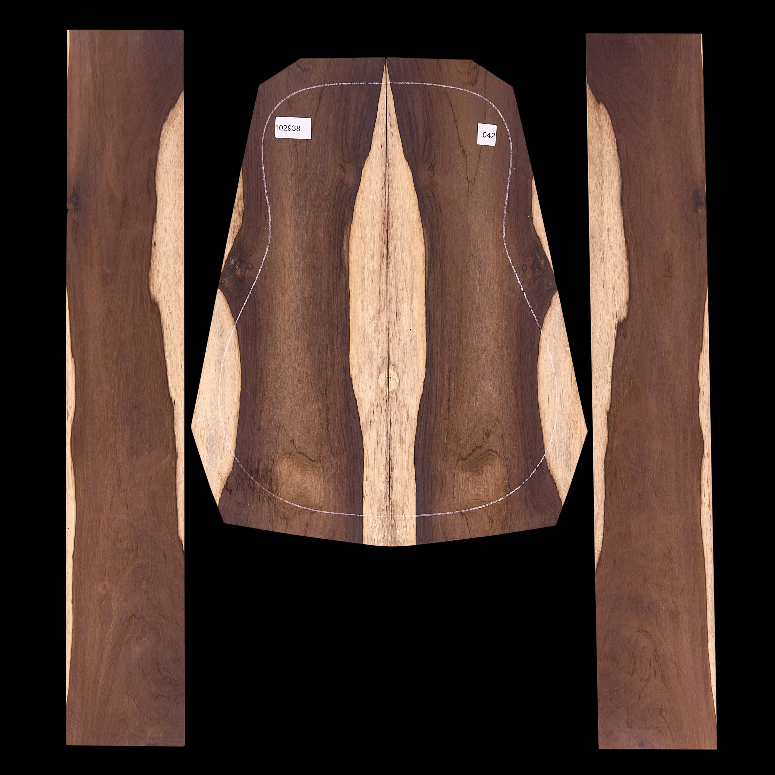 Juego brasileño de espalda y laterales Rosewood - 042 Juego brasileño de espalda y laterales Rosewood - 042