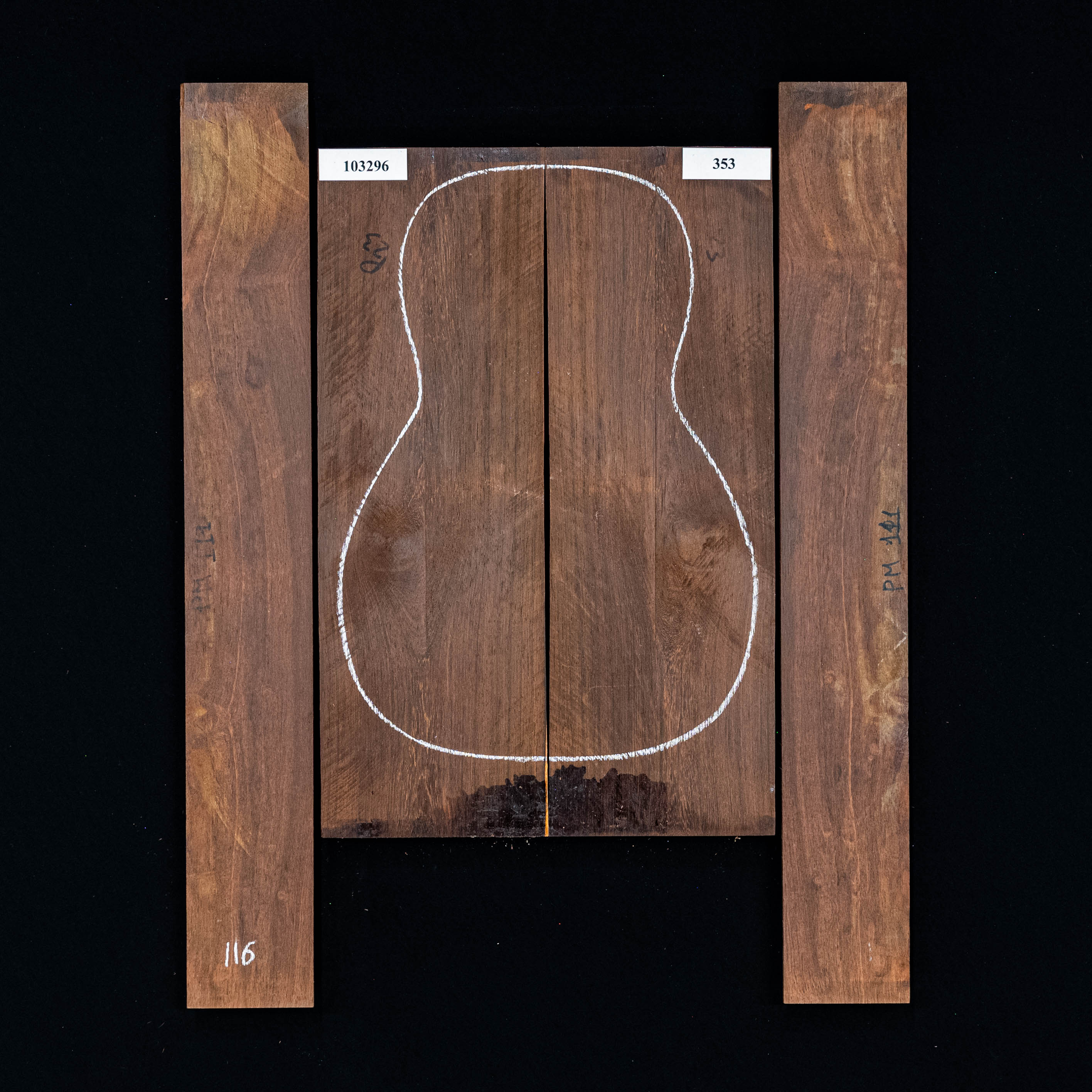 Madagascar Set de fondo y aros de palisandro - 353 Madagascar Set de fondo y aros de palisandro - 353