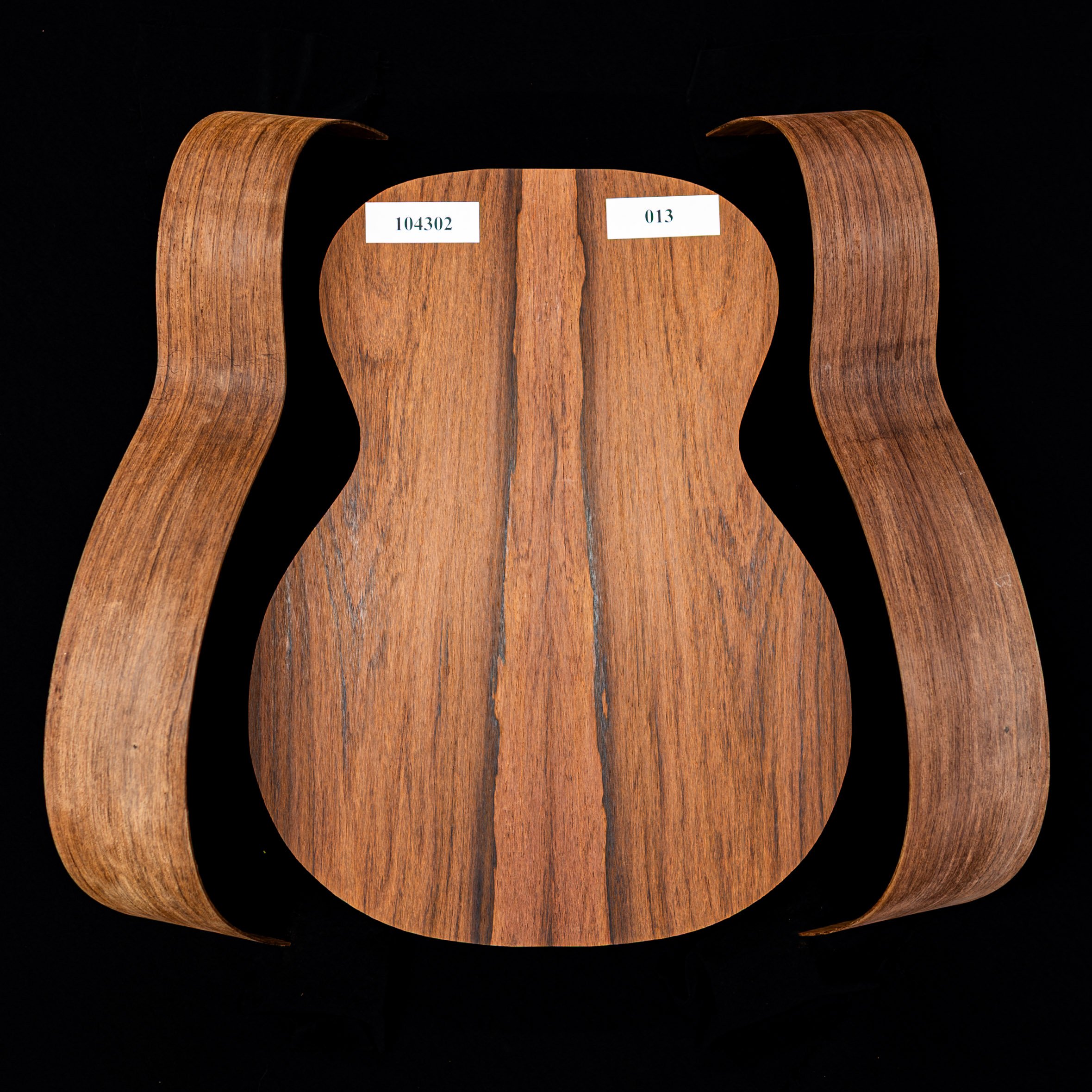 Madagascar - set de aros doblados y espalda unida con palisandro para guitarra OM - 013