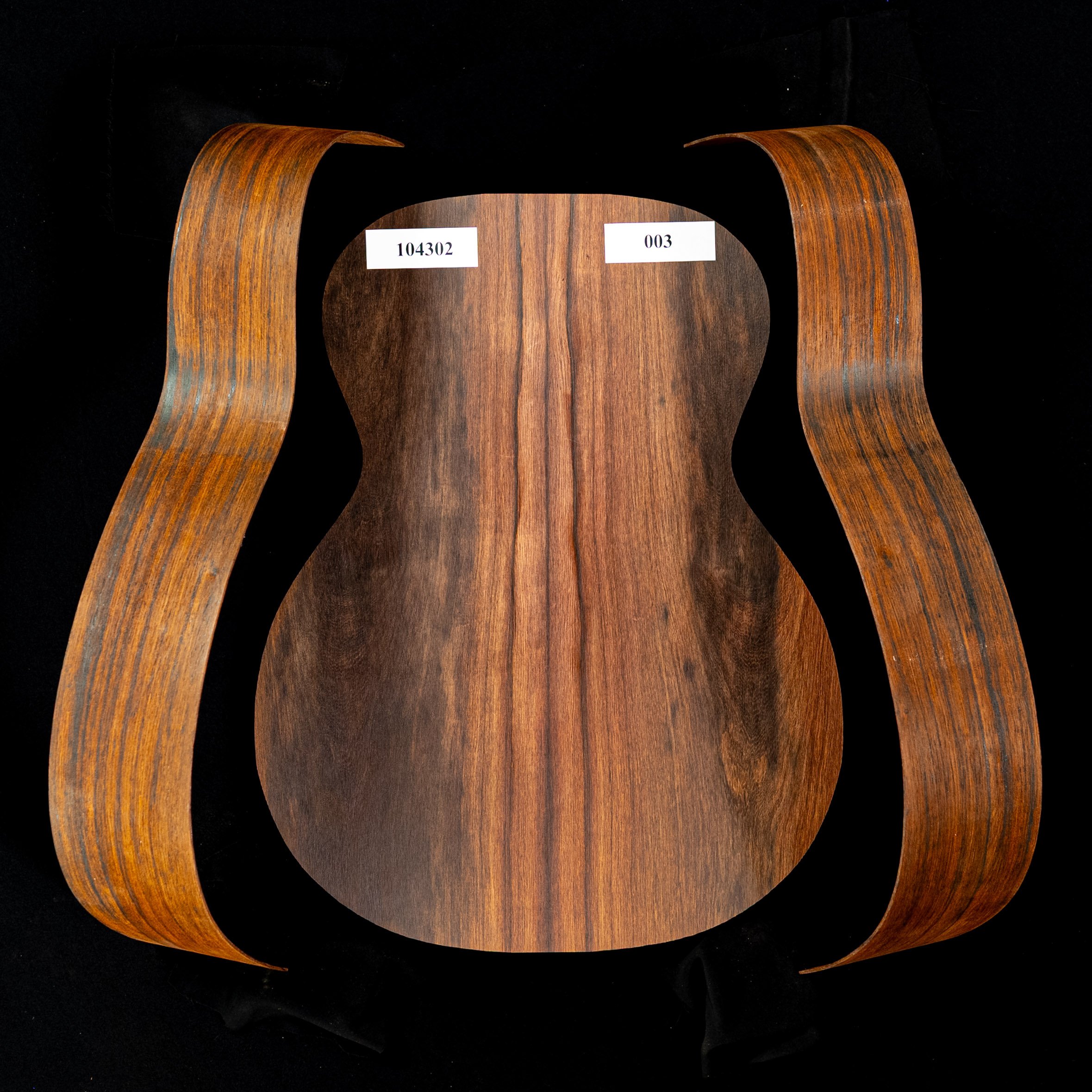 Madagascar - set de aros doblados y espalda unida con palisandro para guitarra OM - 003