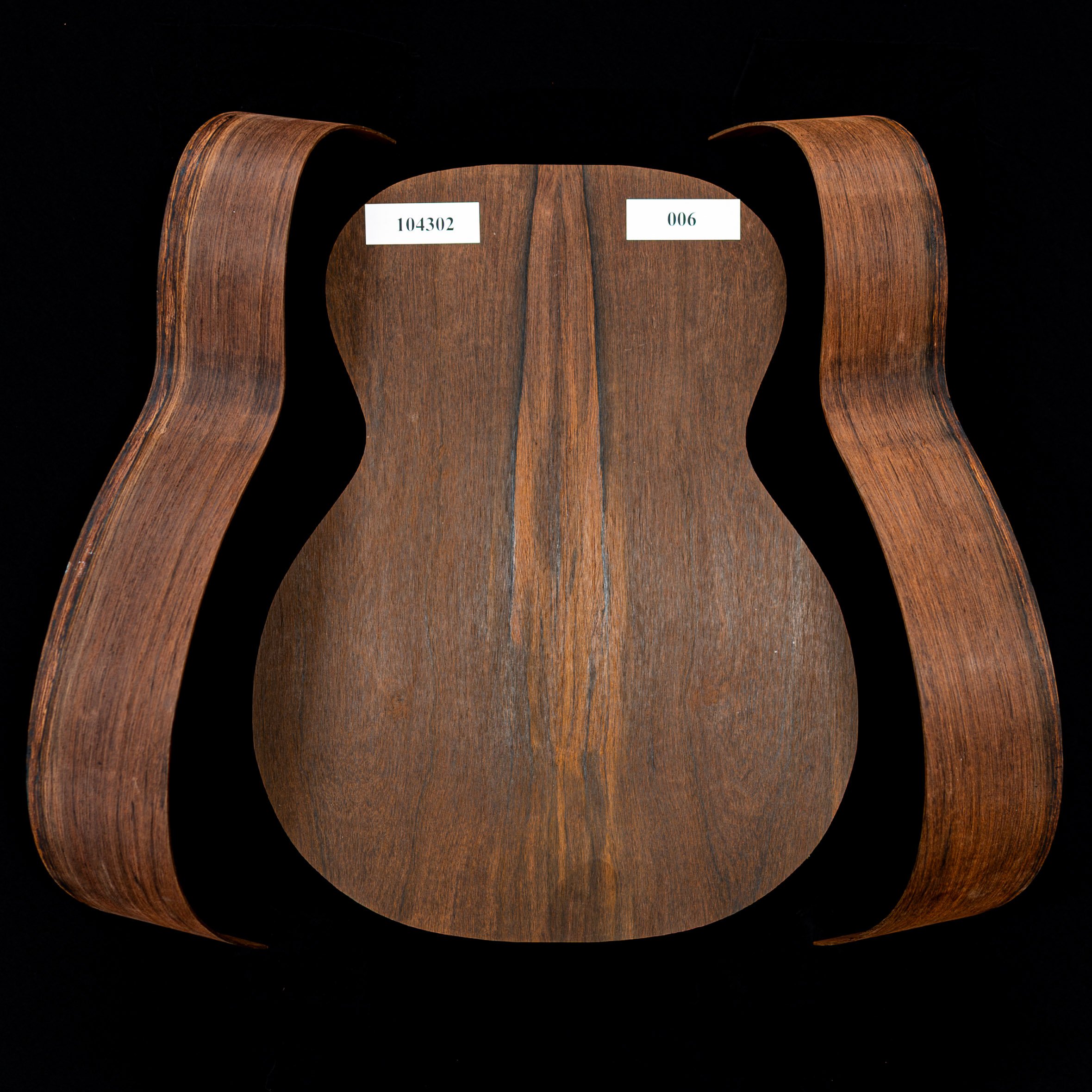 Madagascar - set de aros doblados y espalda unida con palisandro para guitarra OM - 006