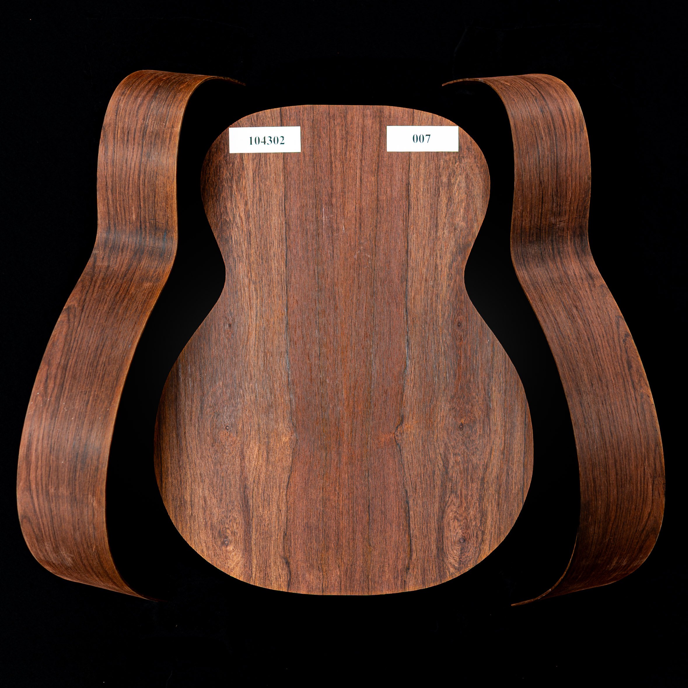 Madagascar - set de aros doblados y espalda unida con palisandro para guitarra OM - 007