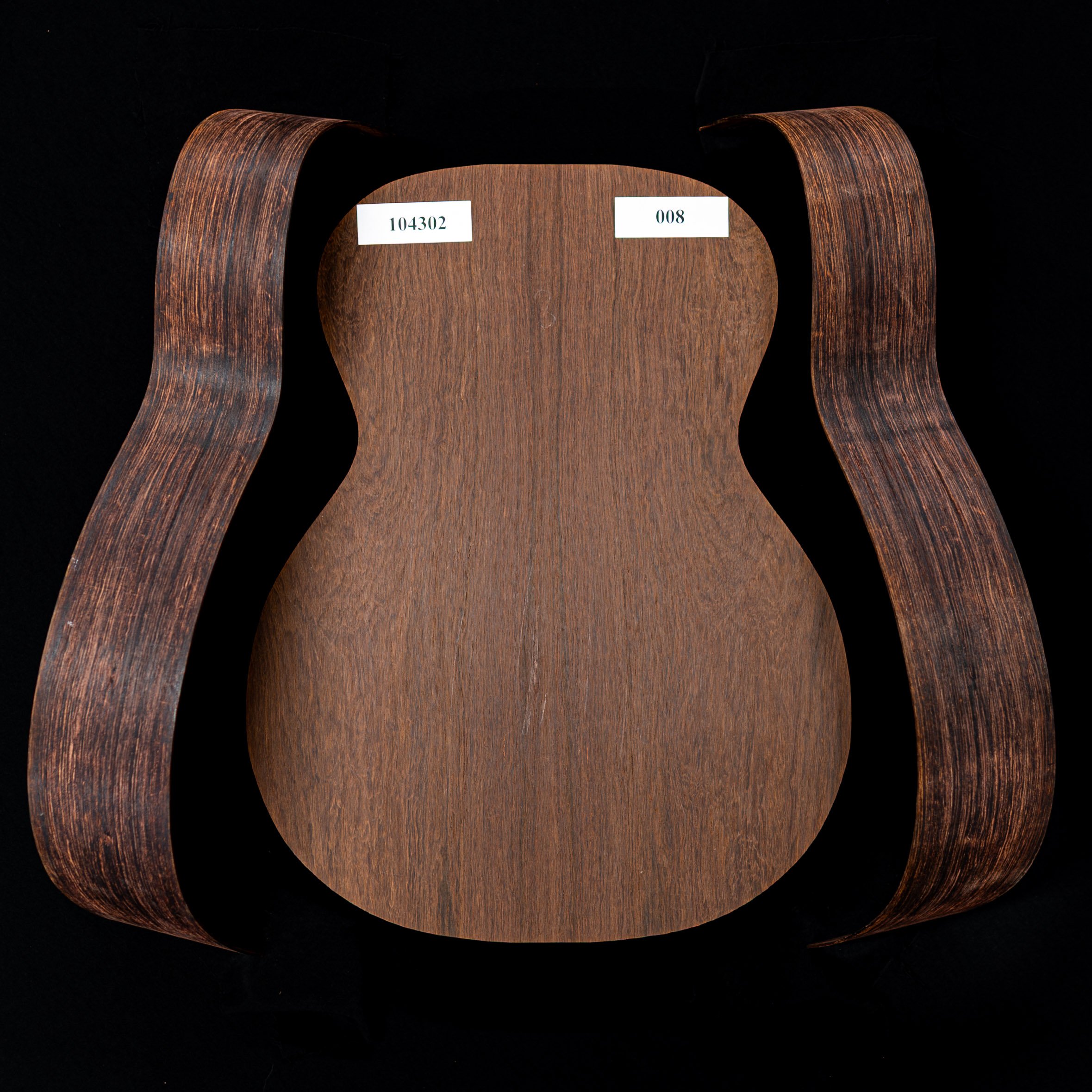 Madagascar - set de aros doblados y espalda unida con palisandro para guitarra OM - 008