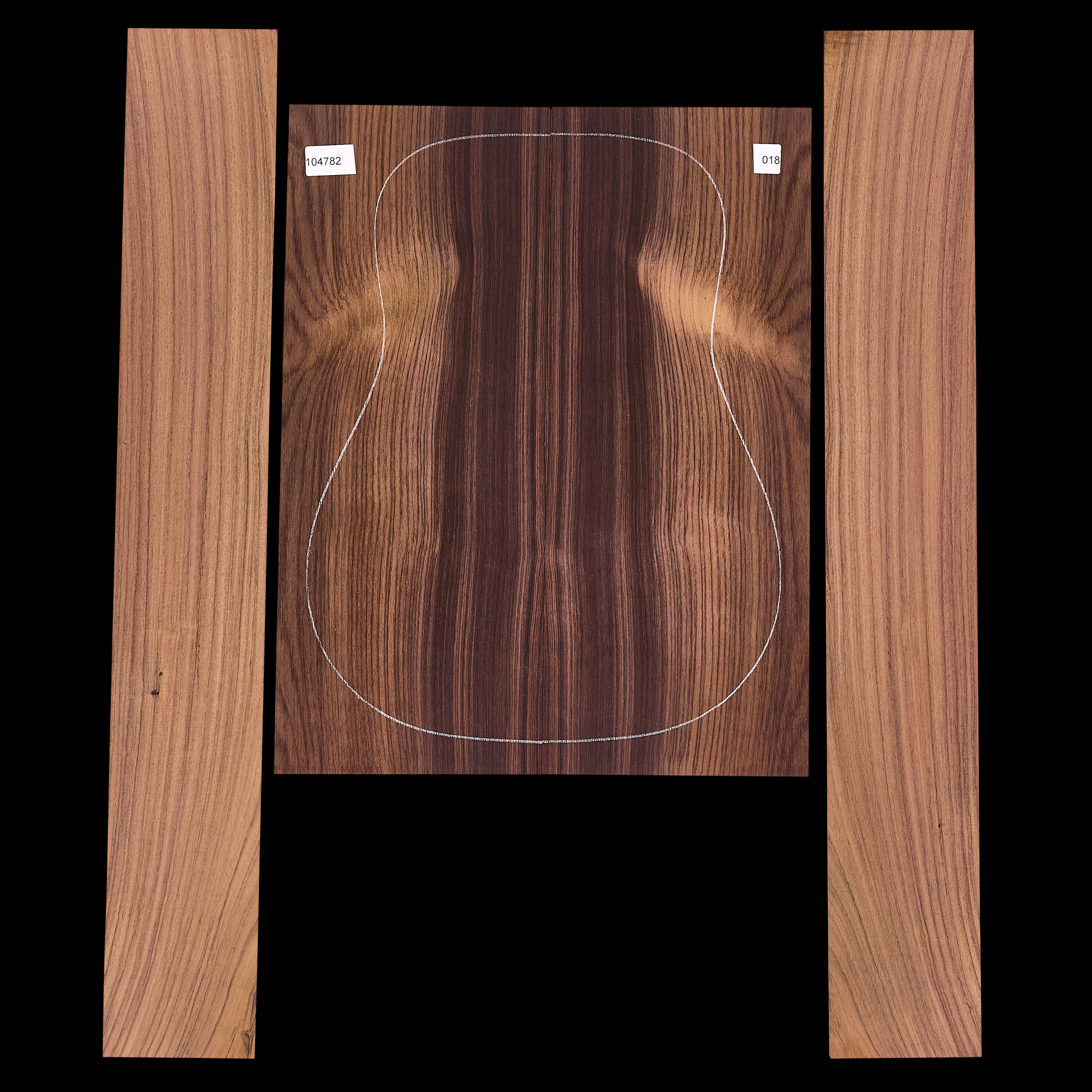 Exótico set de aros y espalda de palisandro indio - 018 Exótico set de aros y espalda de palisandro indio - 018