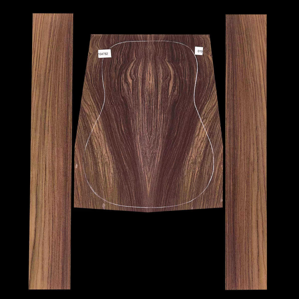 Exótico set de aros y espalda de palisandro indio - 019 Exótico set de aros y espalda de palisandro indio - 019