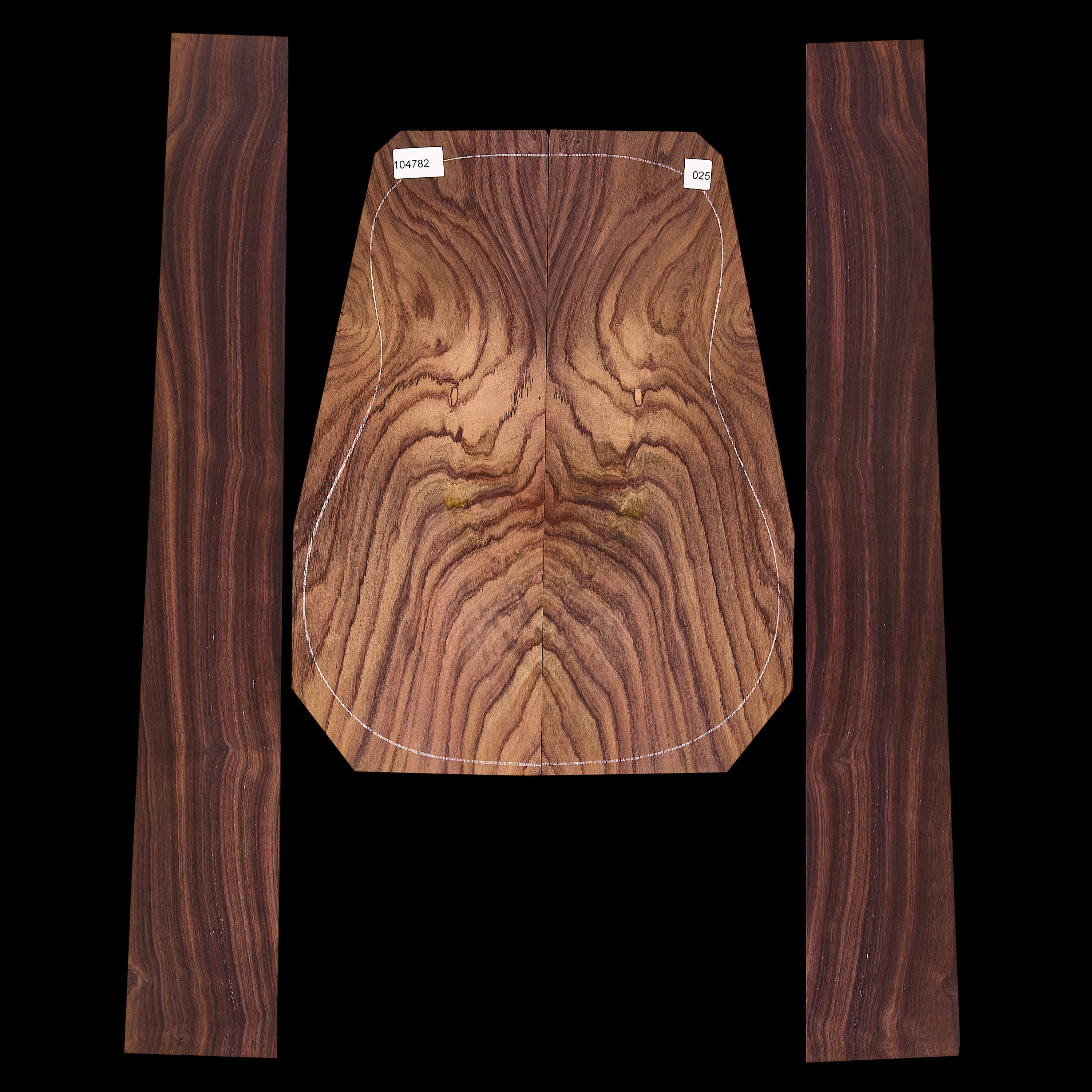 Exótico set de aros y espalda de palisandro indio - 025