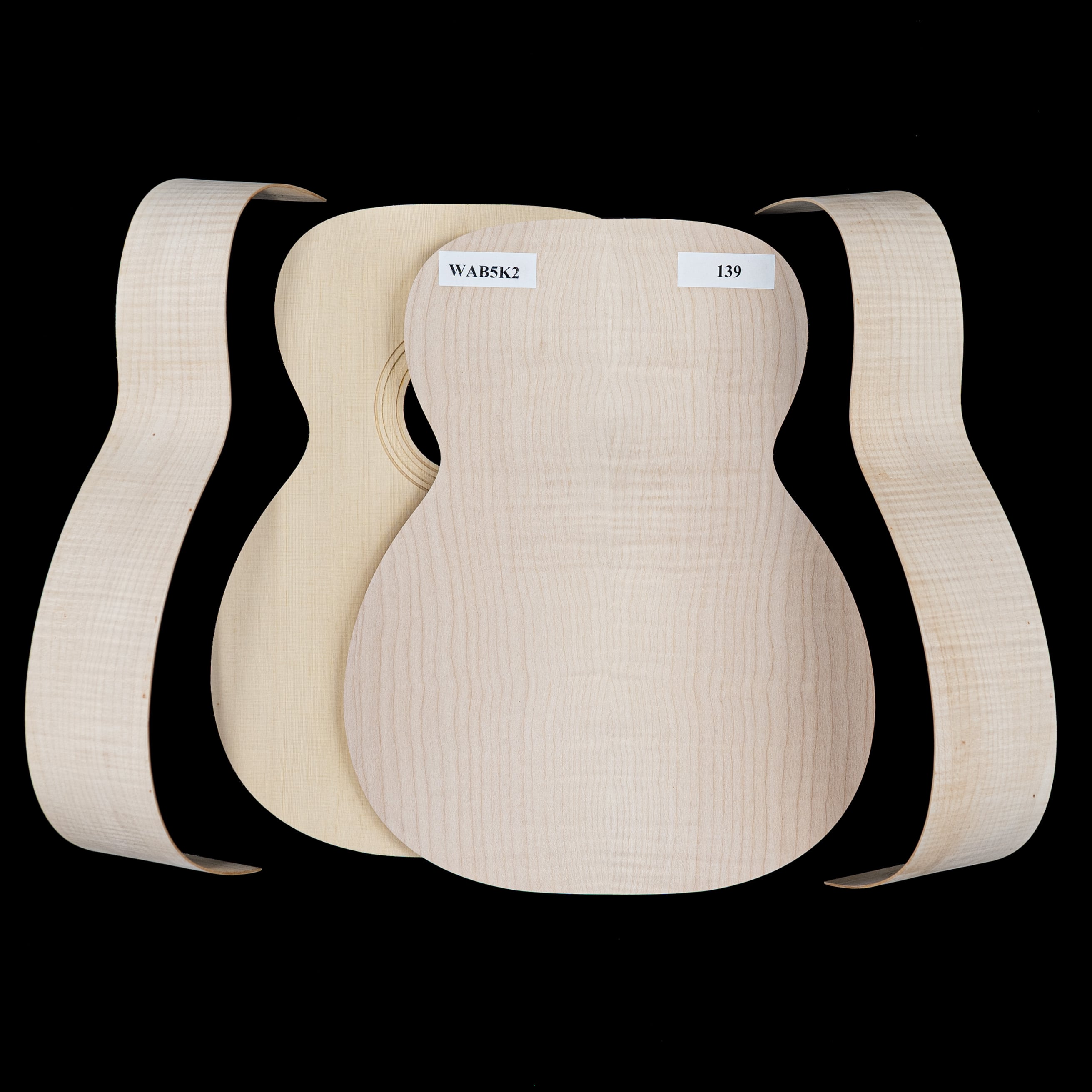 WoodStax Kit de kit de guitarra Flame Maple OM, mástil atornillable - 139 WoodStax Kit de kit de guitarra Flame Maple OM, mástil atornillable - 139