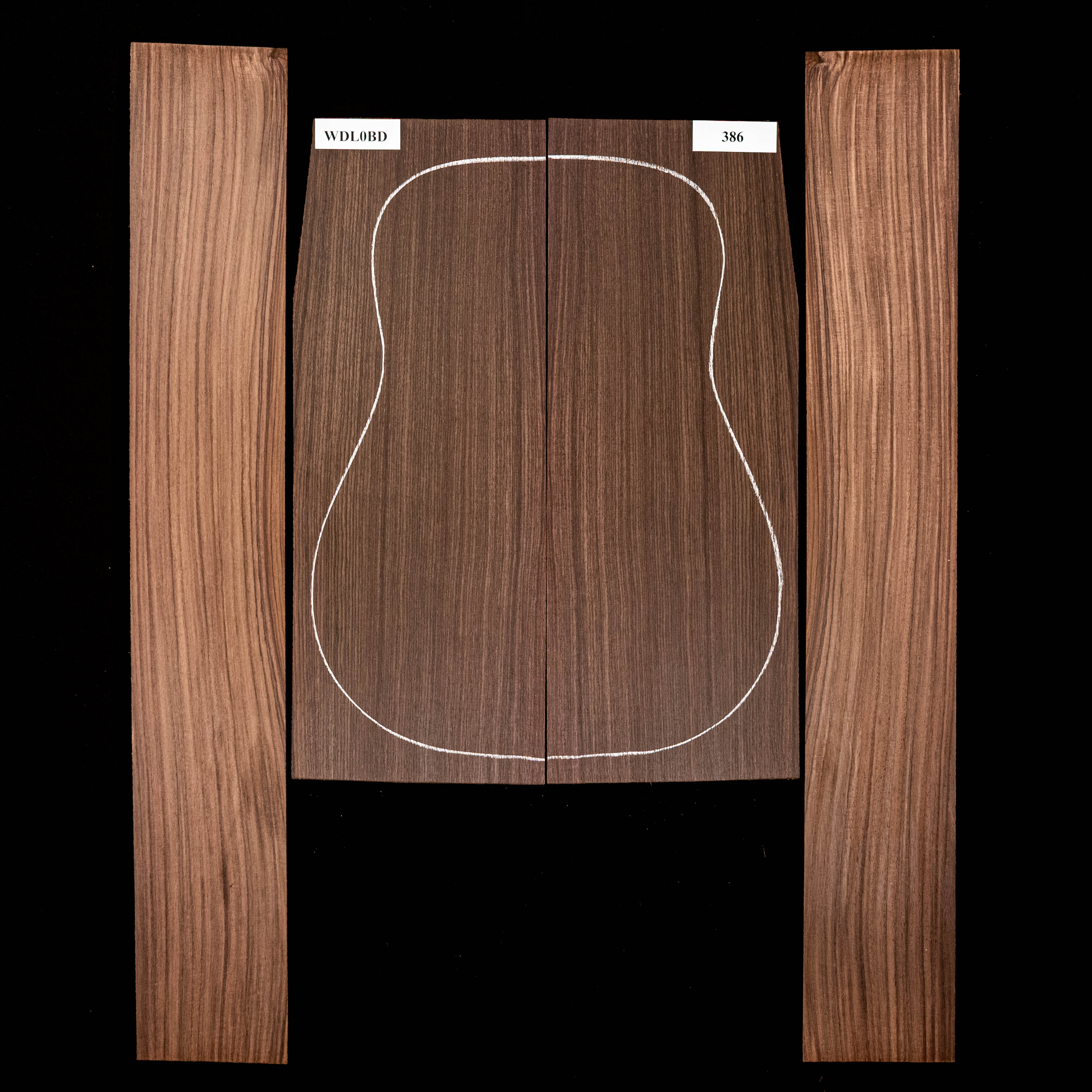 Set de fondo y aros de palisandro de la India oriental - 386 Set de fondo y aros de palisandro de la India oriental - 386