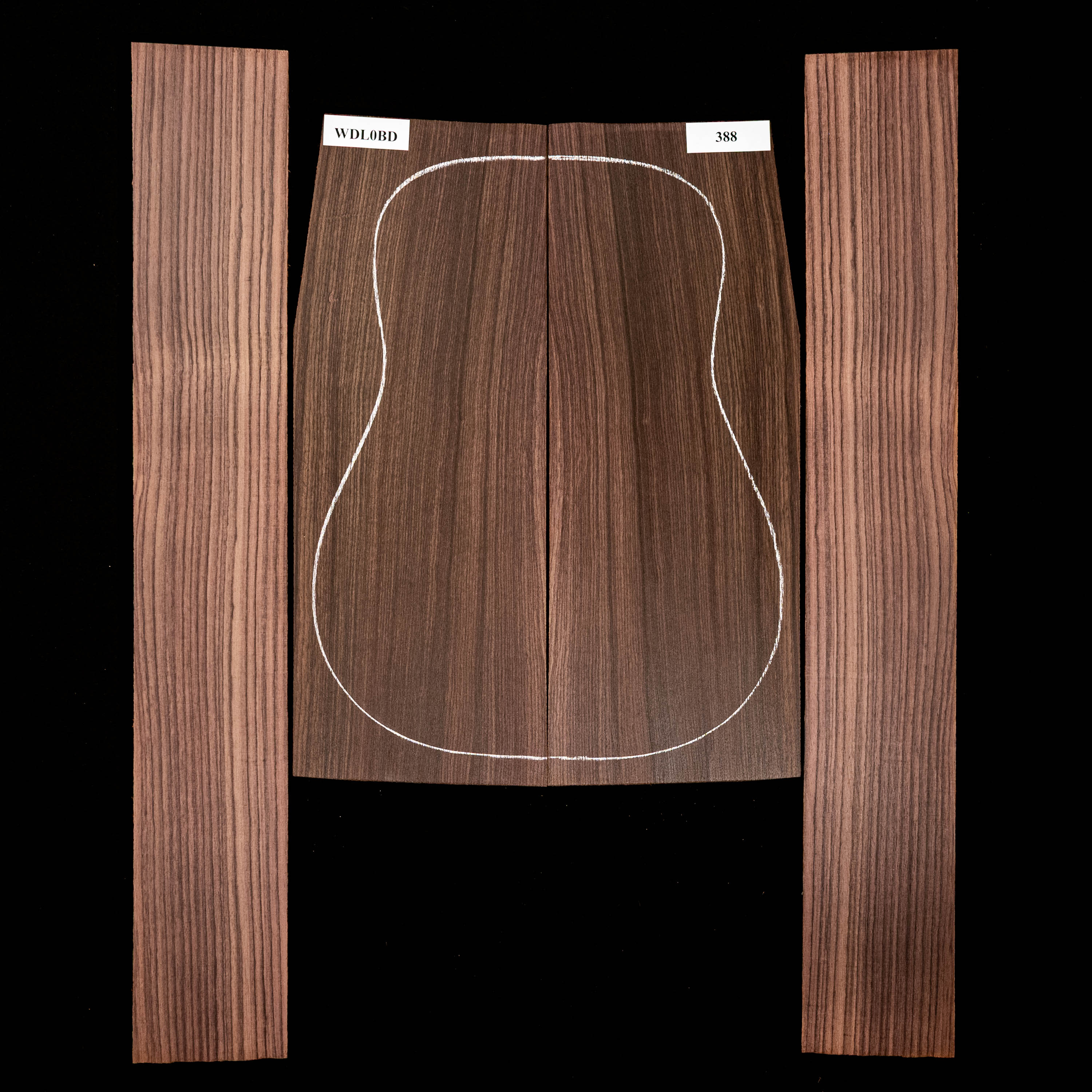 Set de fondo y aros de palisandro de la India oriental - 388 Set de fondo y aros de palisandro de la India oriental - 388