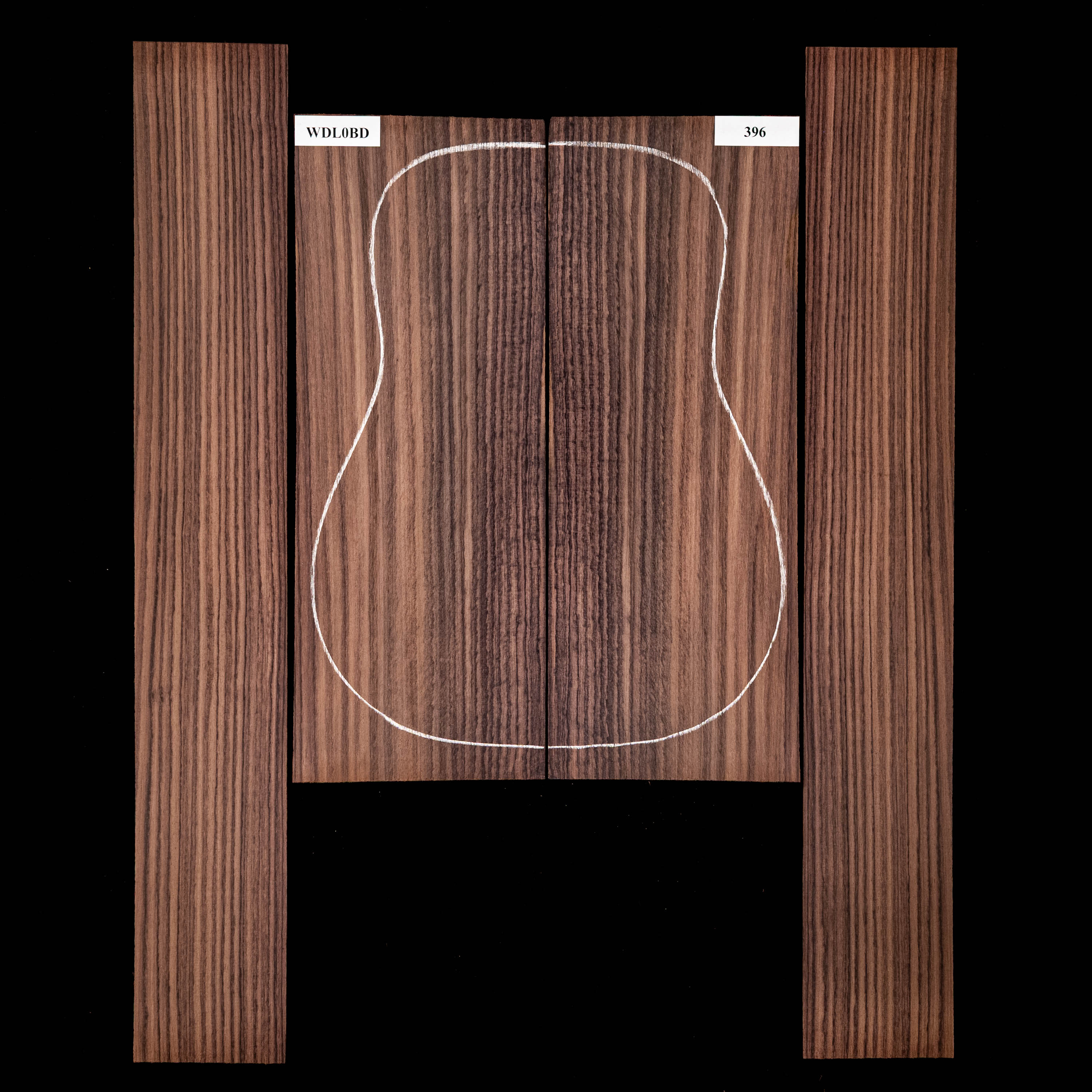 Set de fondo y aros de palisandro de la India oriental - 396 Set de fondo y aros de palisandro de la India oriental - 396