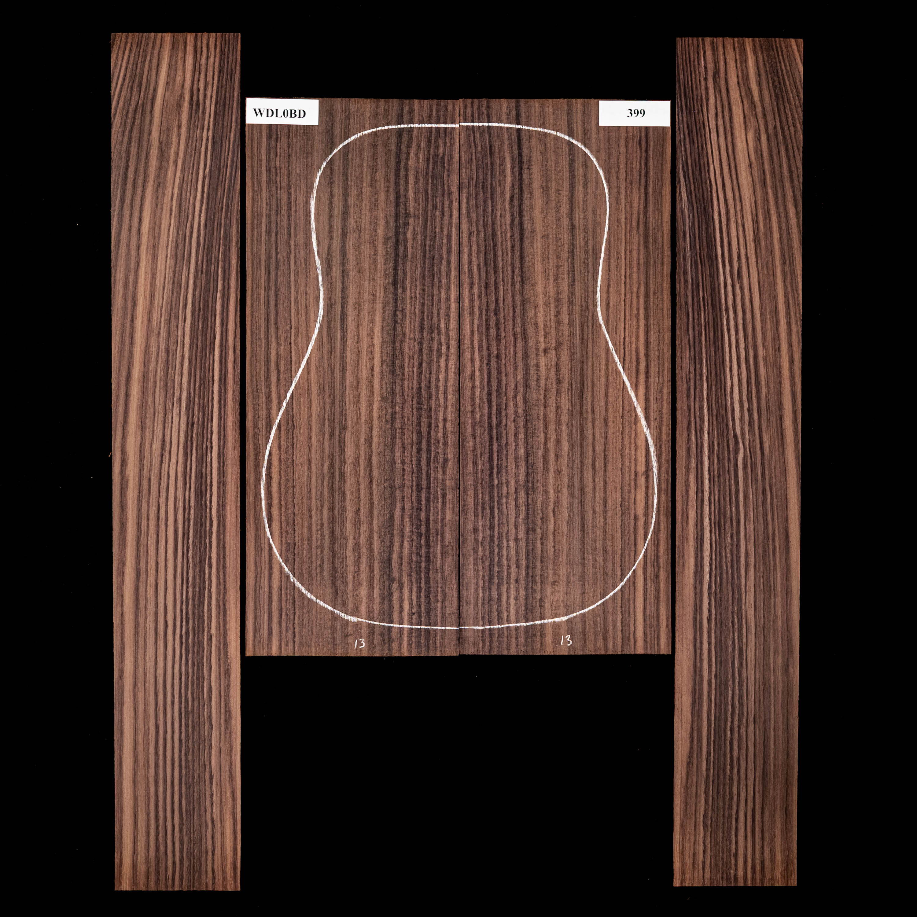 Set de fondo y aros de palisandro de la India oriental - 399 Set de fondo y aros de palisandro de la India oriental - 399