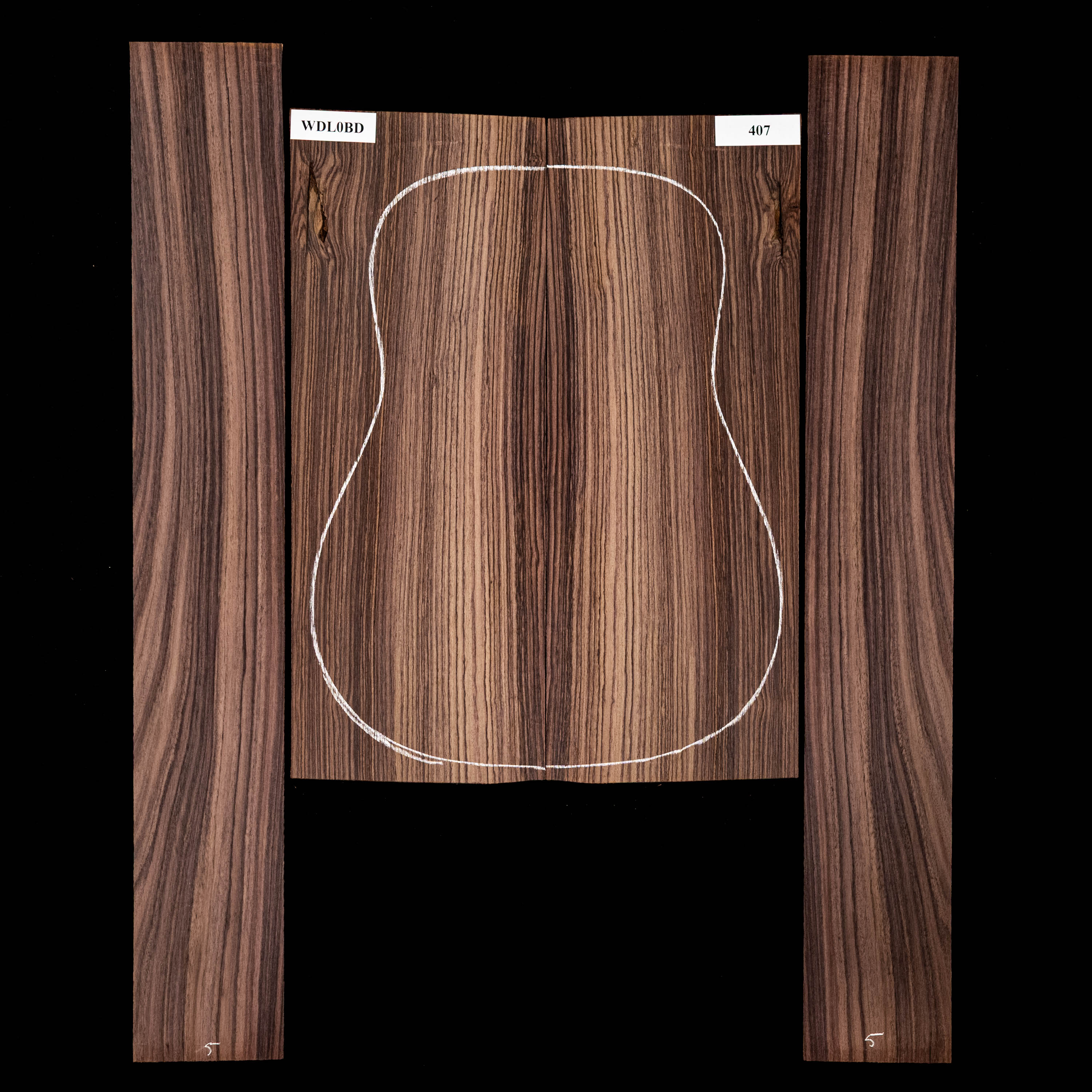 Set de fondo y aros de palisandro de la India oriental - 407 Set de fondo y aros de palisandro de la India oriental - 407