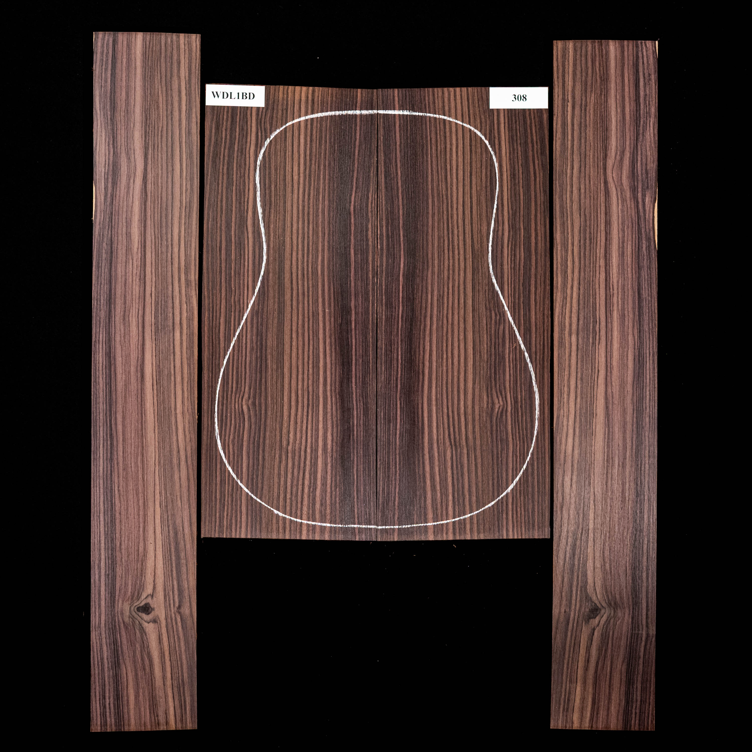 Set de fondo y aros de palisandro de la India oriental - 308 Set de fondo y aros de palisandro de la India oriental - 308