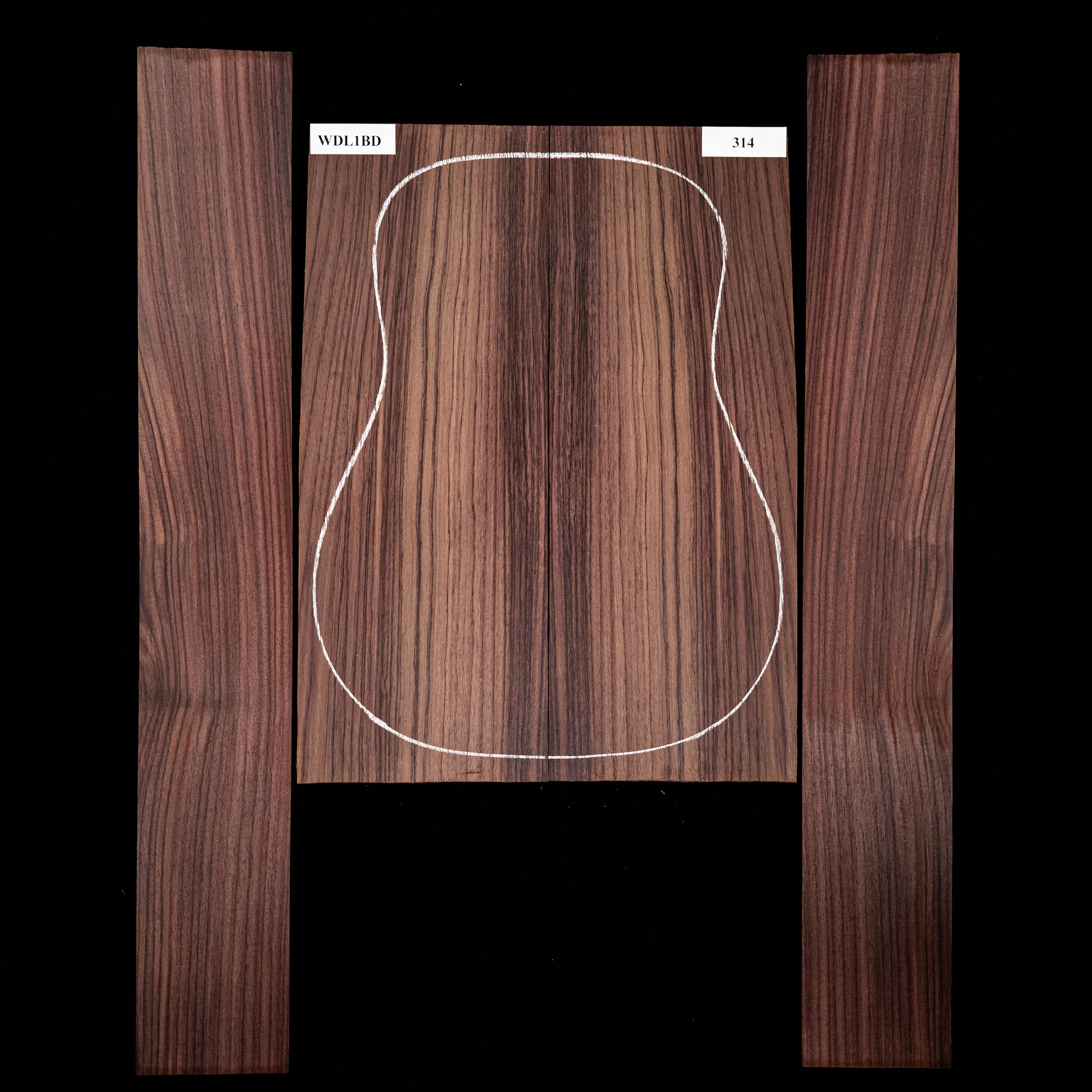 Set de fondo y aros de palisandro de la India oriental - 314 Set de fondo y aros de palisandro de la India oriental - 314