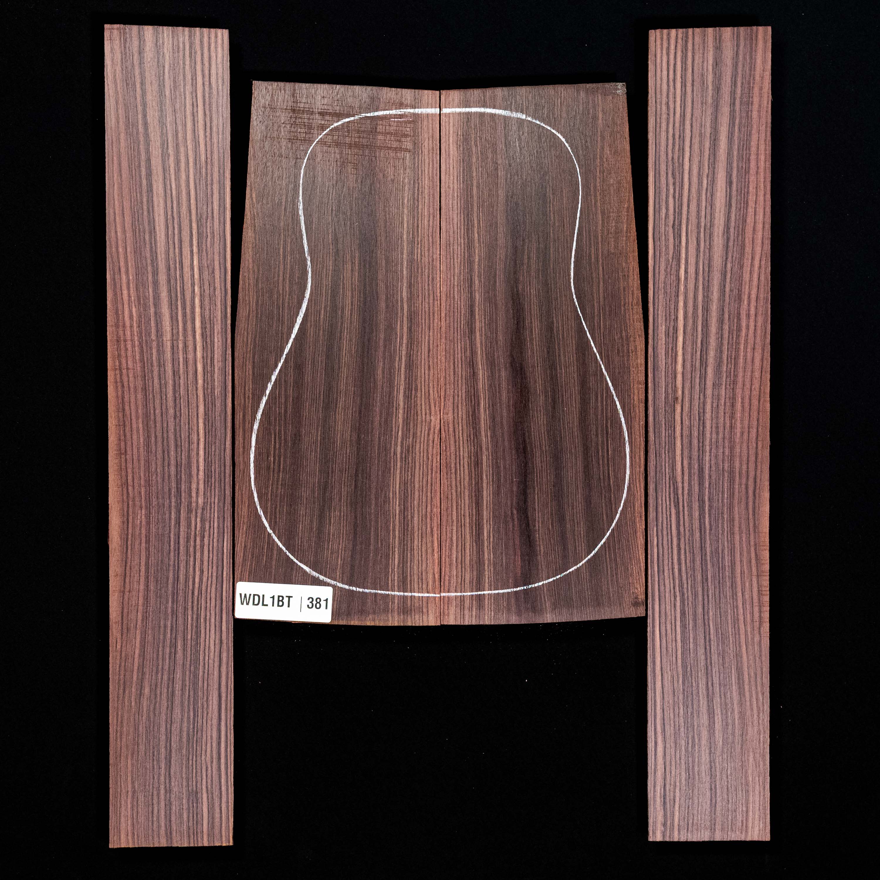 Conjunto de fondo y aros de palisandro de la India oriental - 381