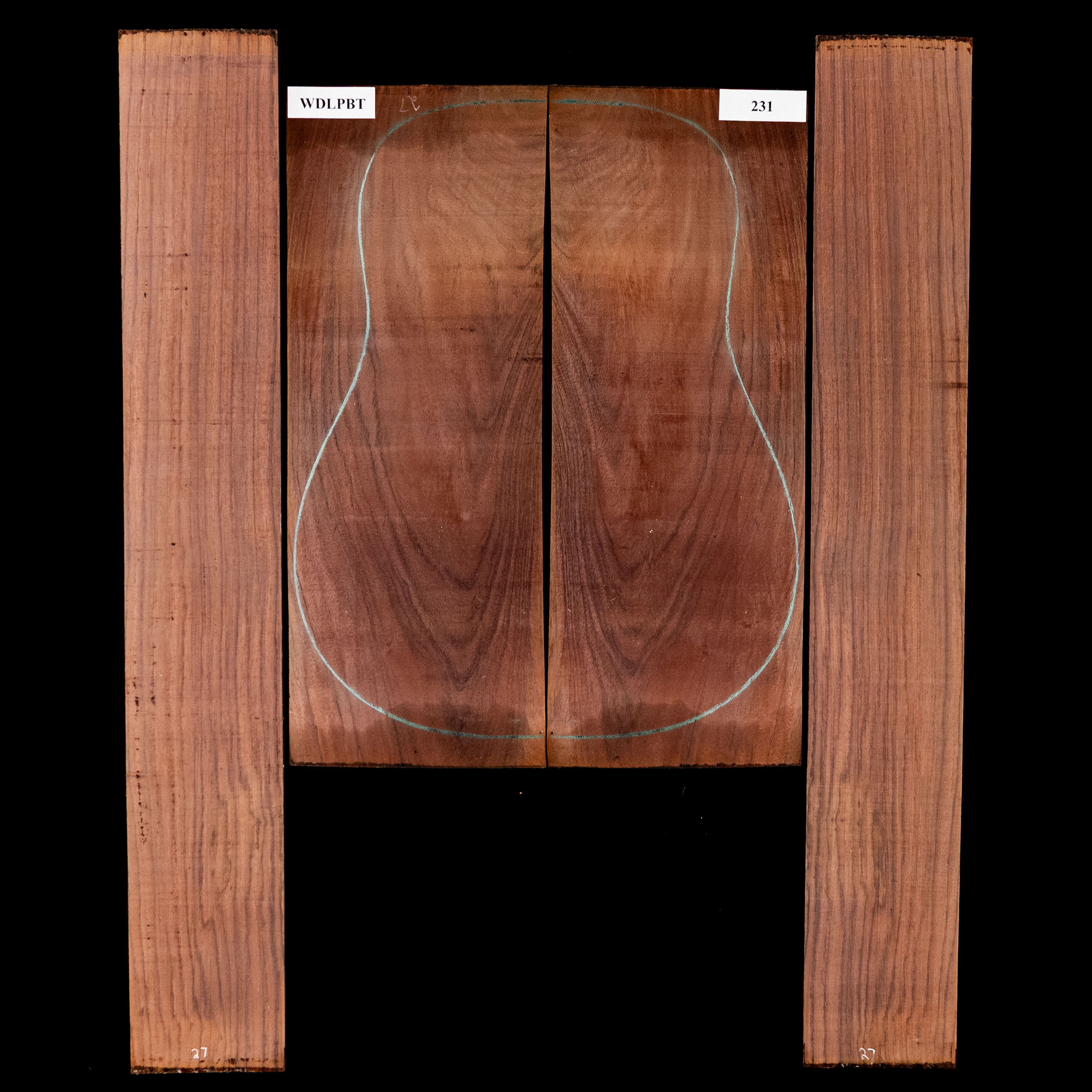 Set de Fondo y Aros de palisandro de la India oriental con veta Wild Grain - 231 Set de Fondo y Aros de palisandro de la India oriental con veta Wild Grain - 231