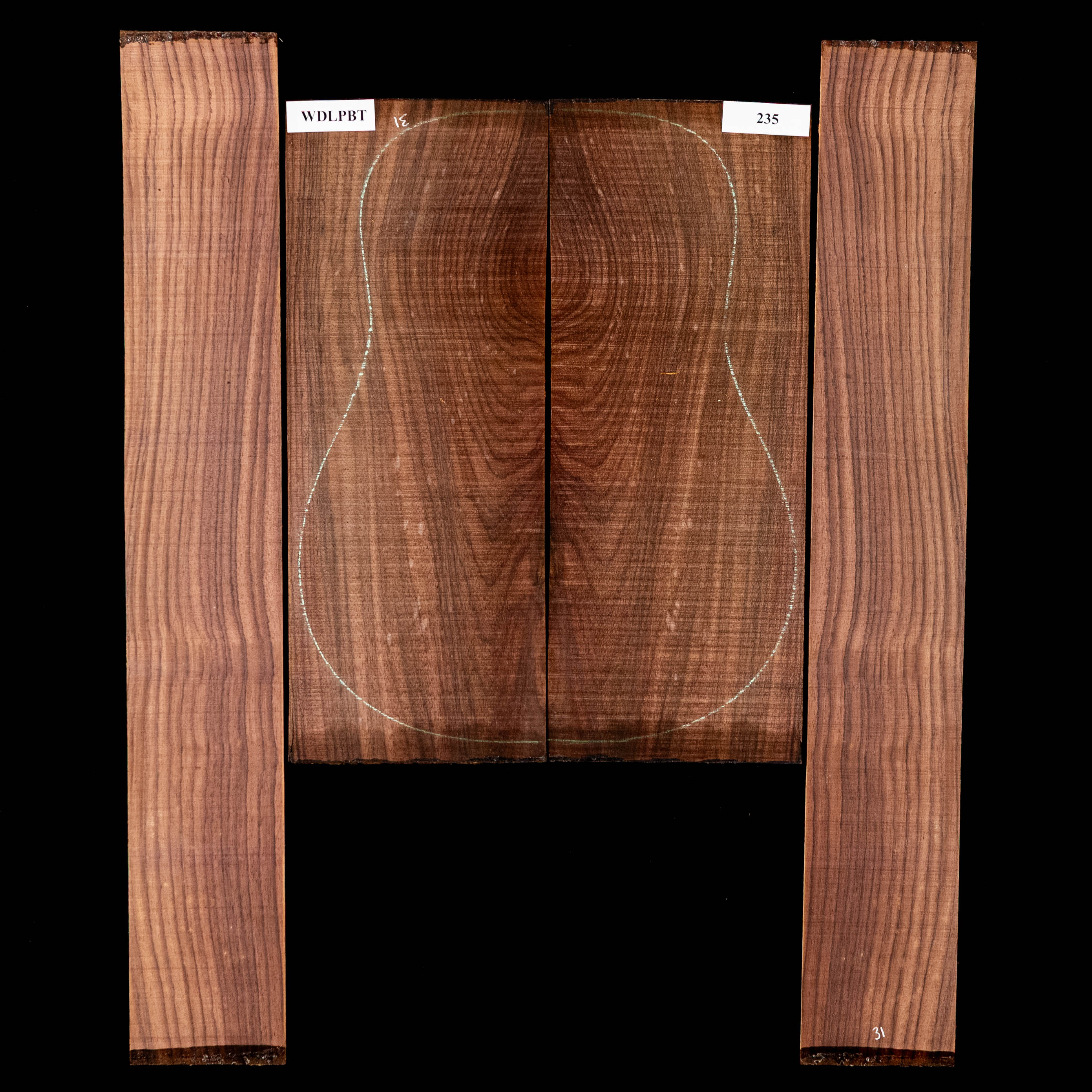 Set de Fondo y Aros de palisandro de la India oriental con veta Wild Grain - 235 Set de Fondo y Aros de palisandro de la India oriental con veta Wild Grain - 235