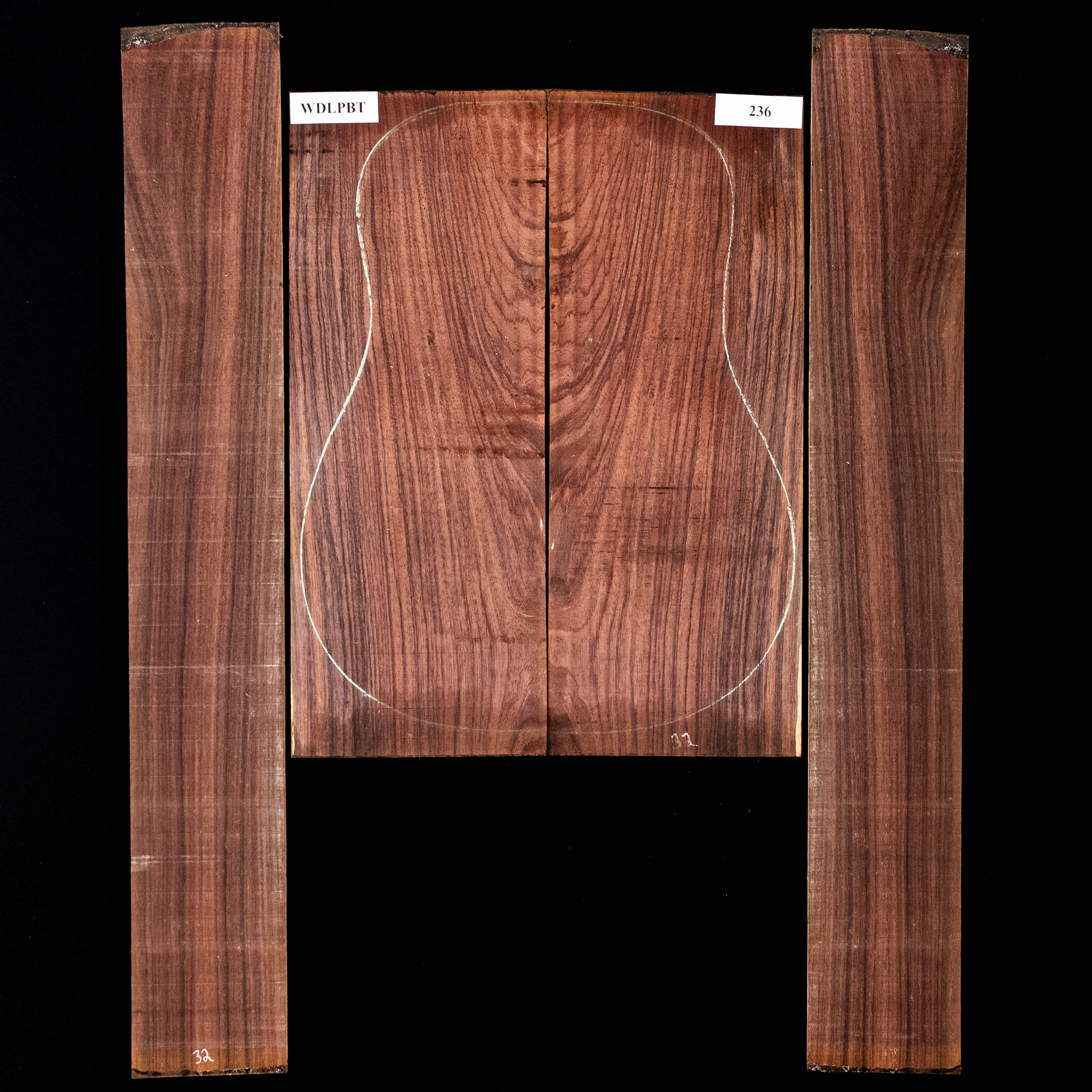 Set de Fondo y Aros de palisandro de la India oriental con veta Wild Grain - 236 Set de Fondo y Aros de palisandro de la India oriental con veta Wild Grain - 236