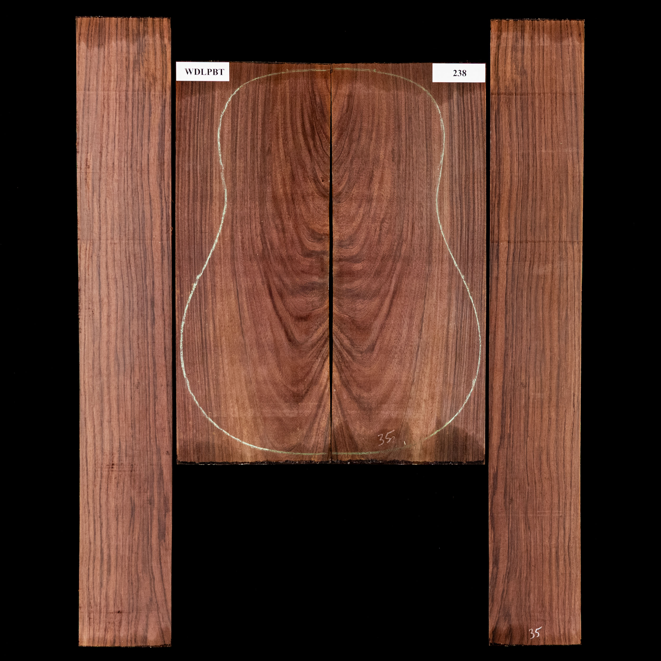 Set de Fondo y Aros de palisandro de la India oriental con veta Wild Grain - 238 Set de Fondo y Aros de palisandro de la India oriental con veta Wild Grain - 238